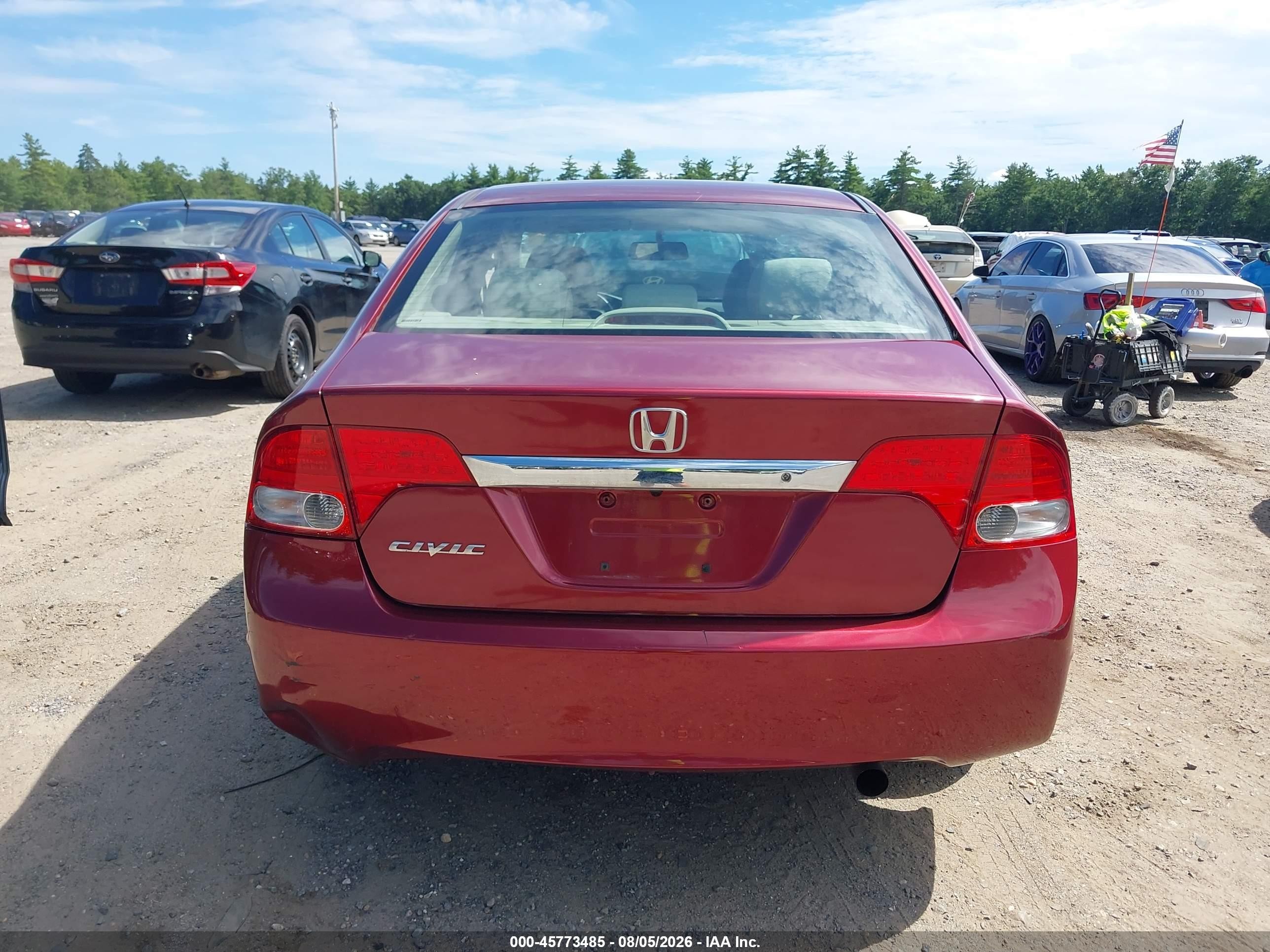 2009 Honda Civic Lx Red vin: 2HGFA16589H524538