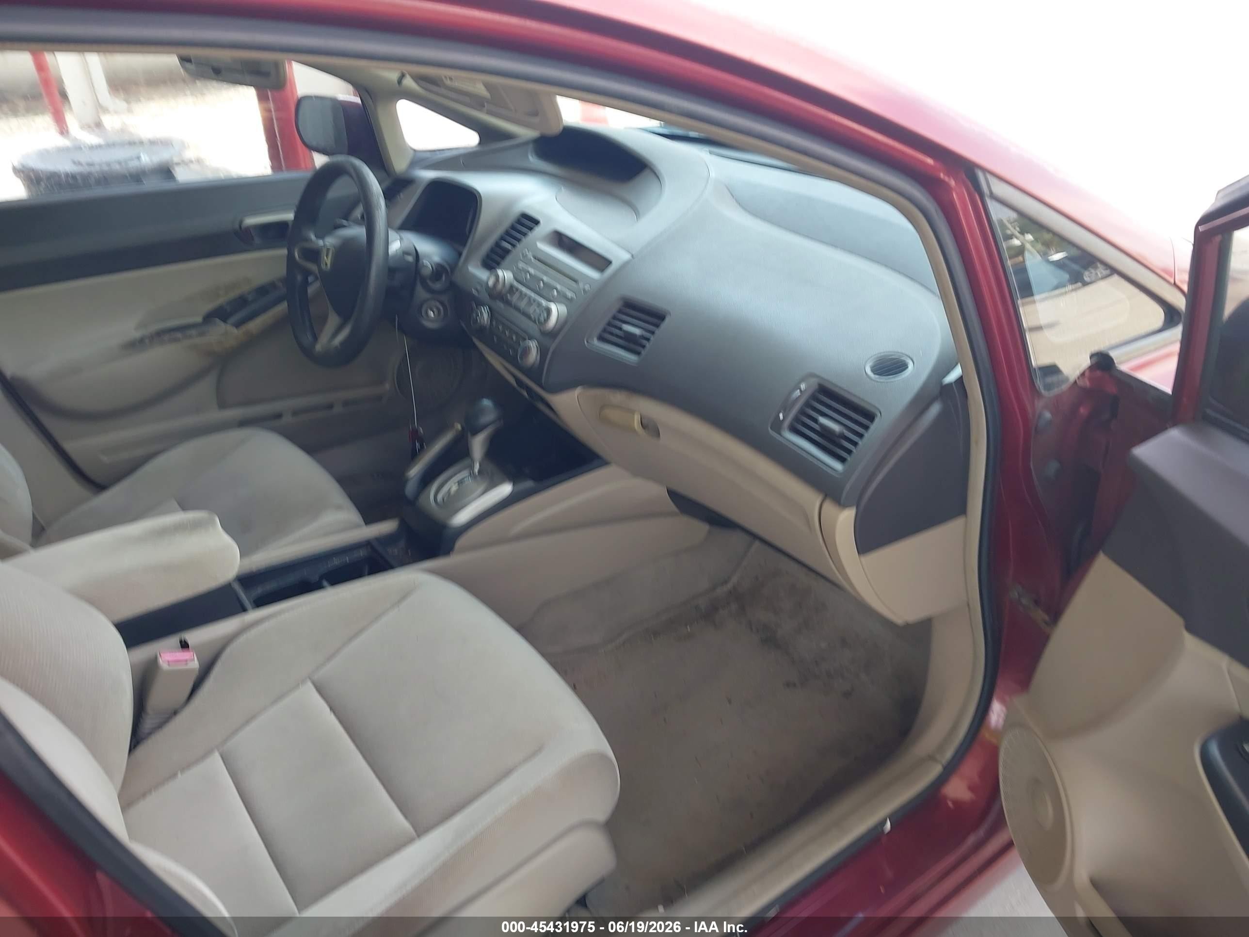 2009 Honda Civic Lx Burgundy vin: 2HGFA16589H534700