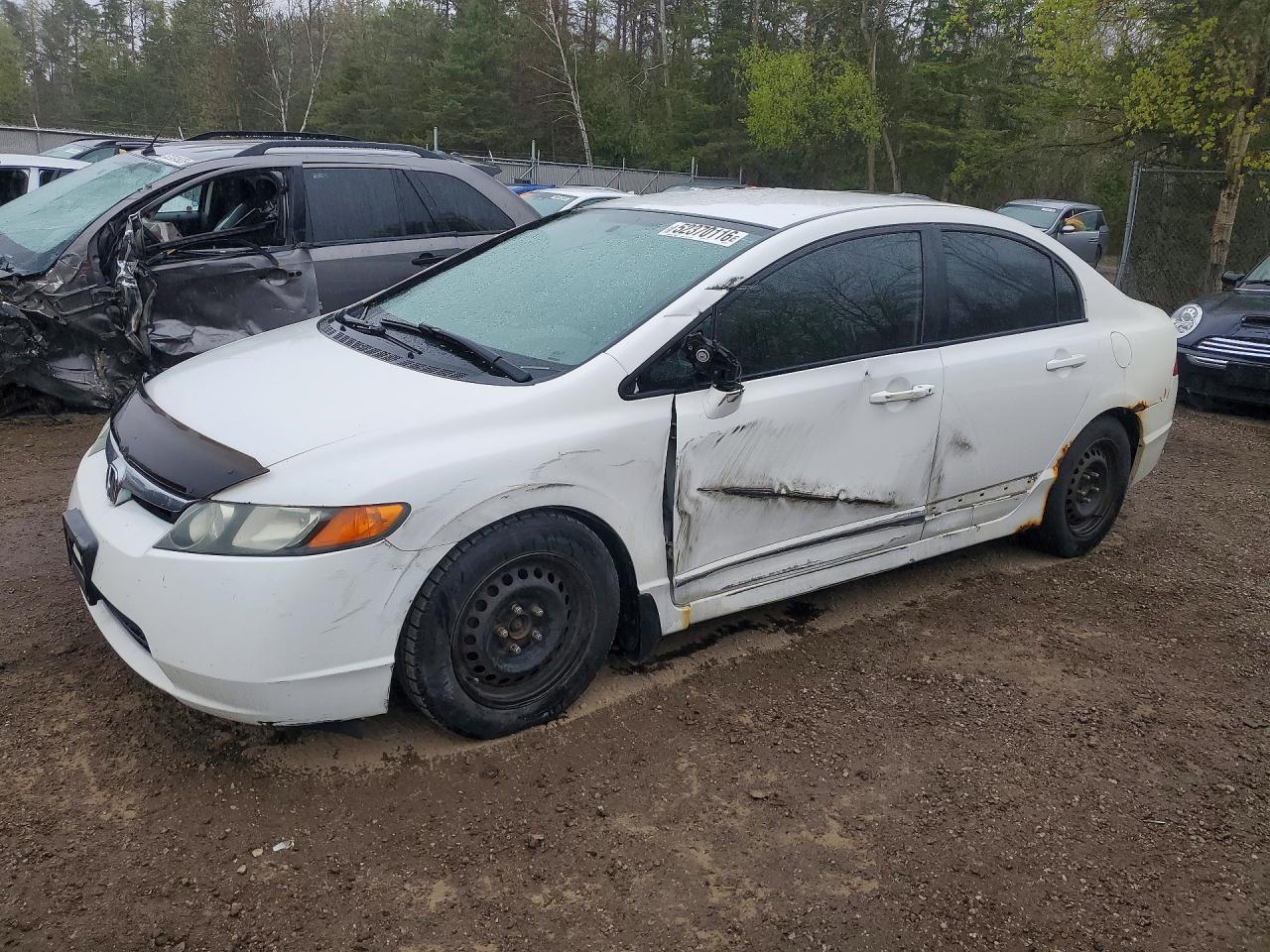 2007 Honda Civic Lx White vin: 2HGFA16597H019217