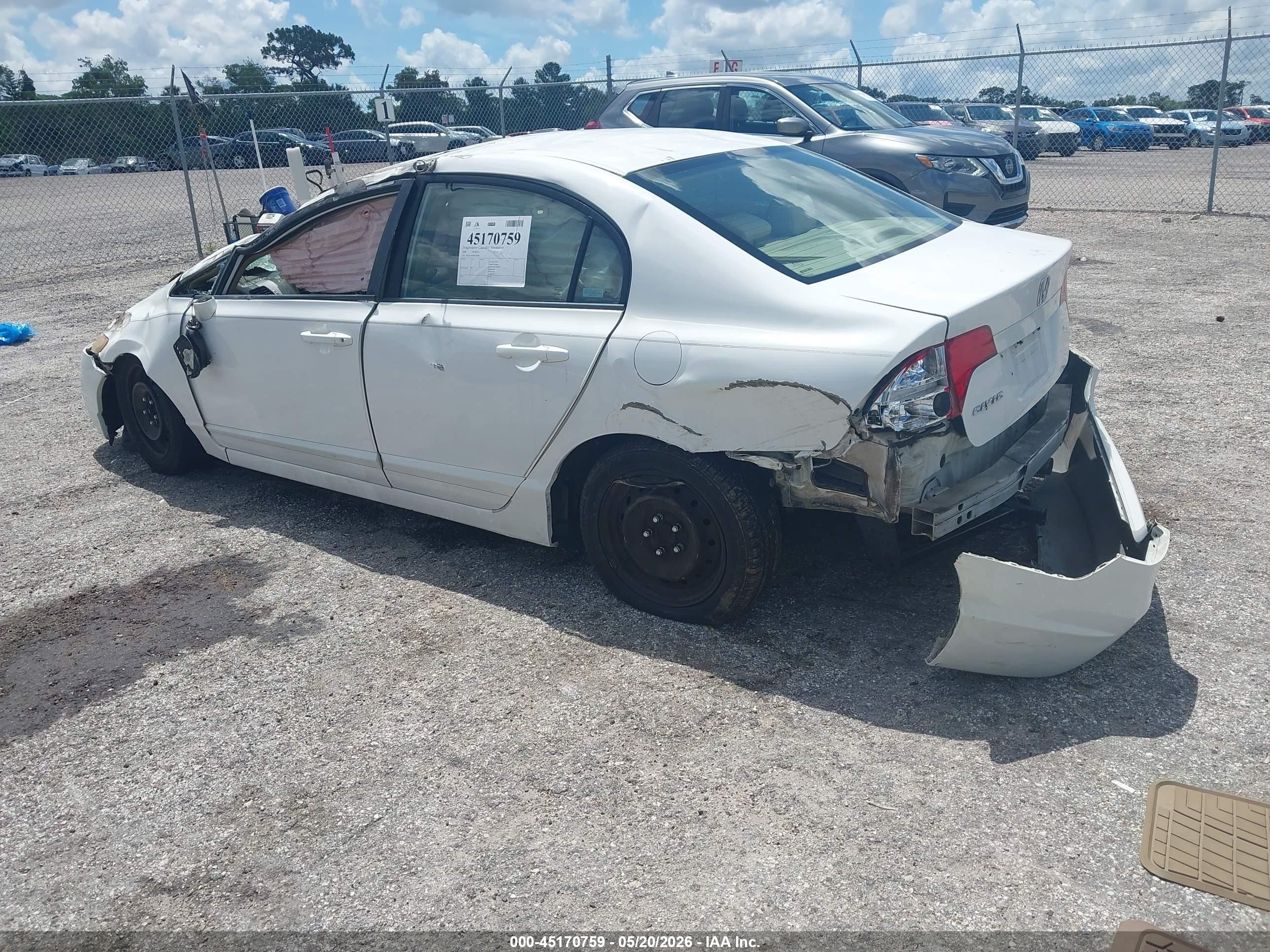 2008 Honda Civic Lx White vin: 2HGFA16598H326906