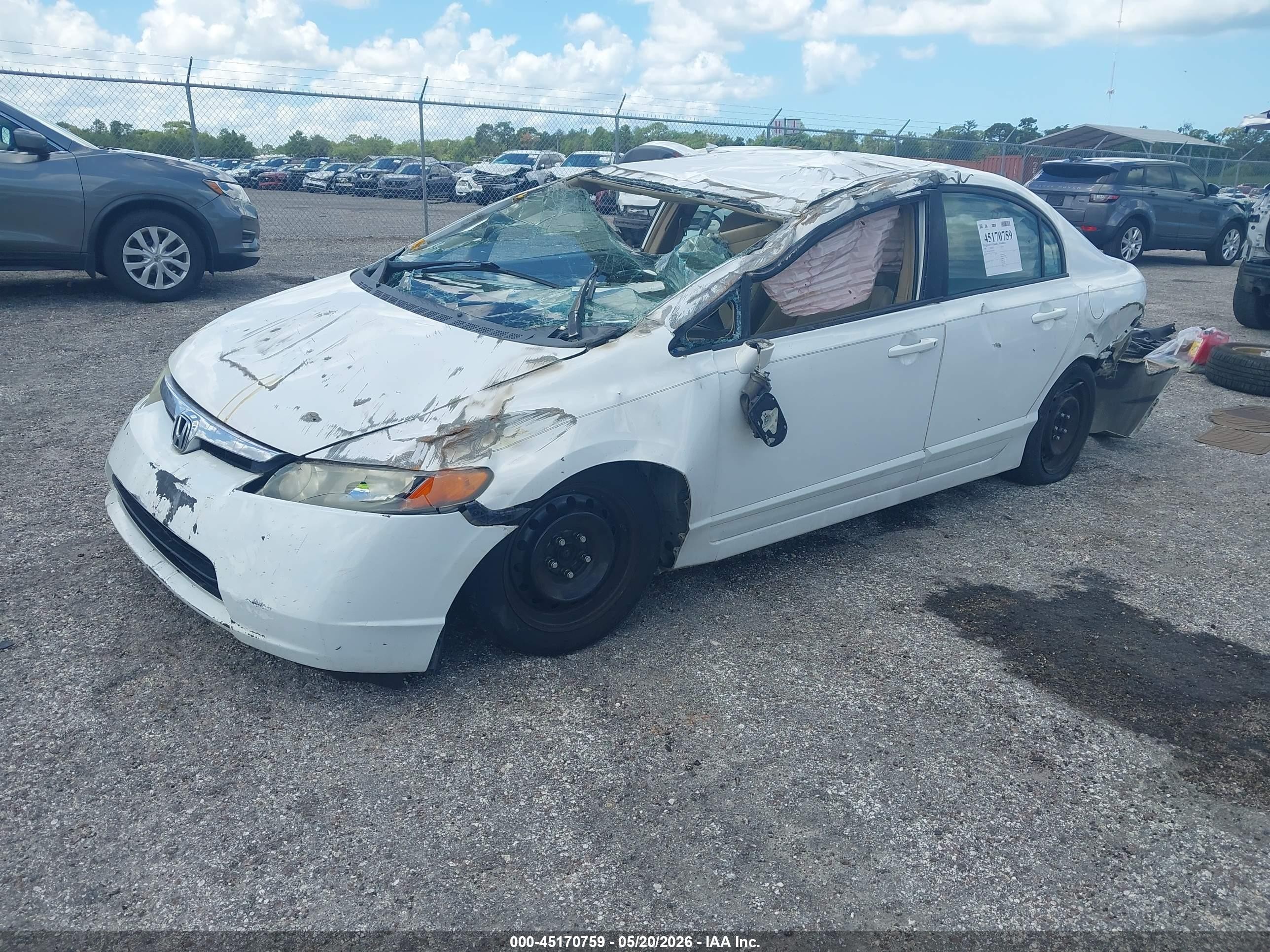 2008 Honda Civic Lx White vin: 2HGFA16598H326906