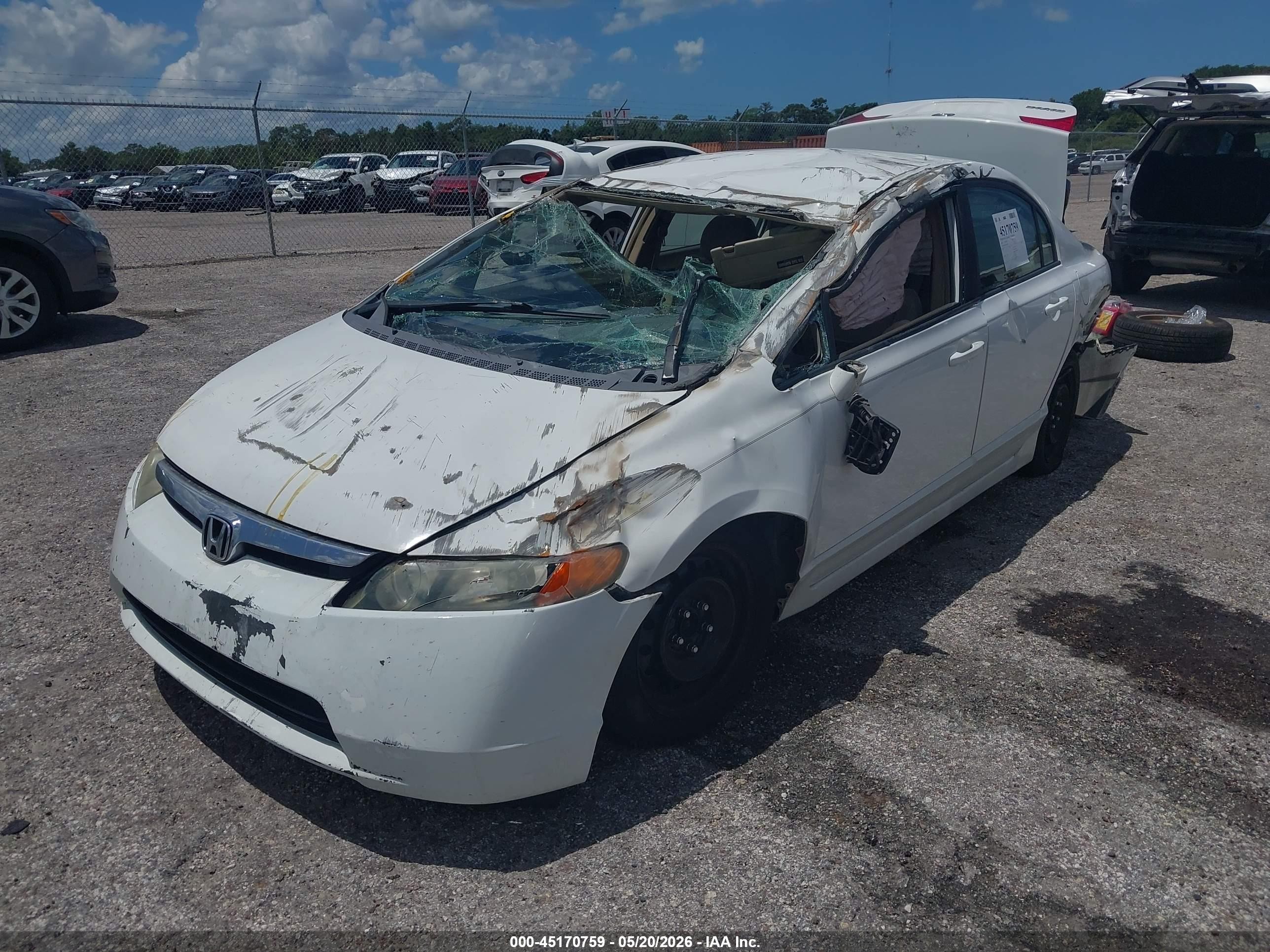 2008 Honda Civic Lx White vin: 2HGFA16598H326906