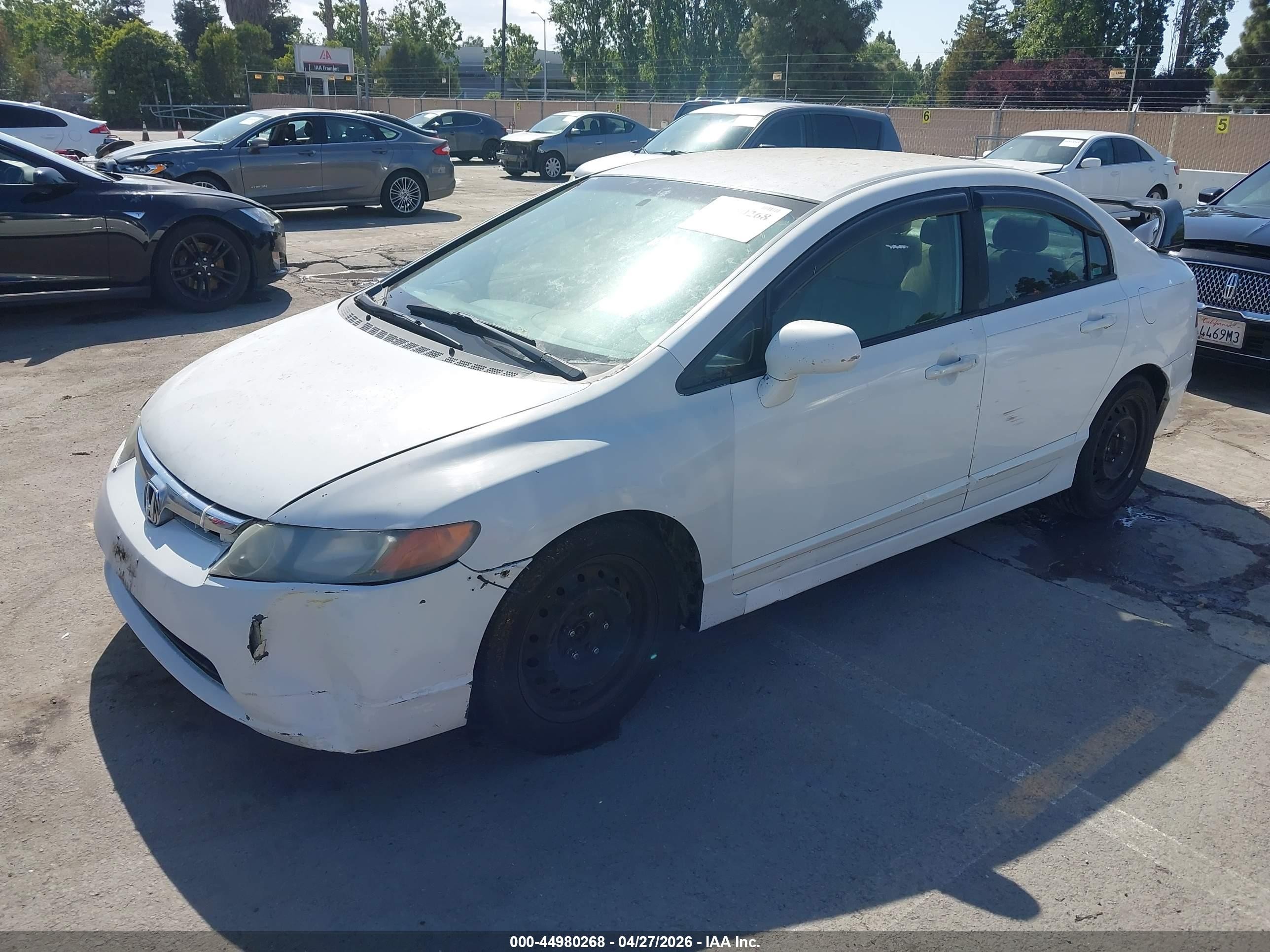 2008 Honda Civic Lx White vin: 2HGFA16598H330339