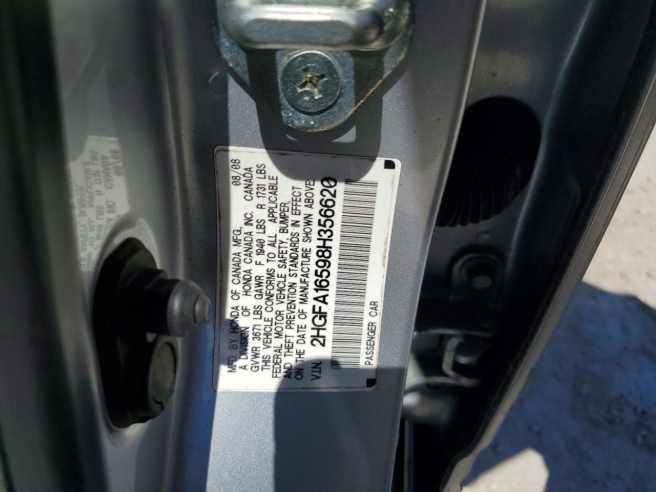 2008 Honda Civic Lx Silver vin: 2HGFA16598H356620
