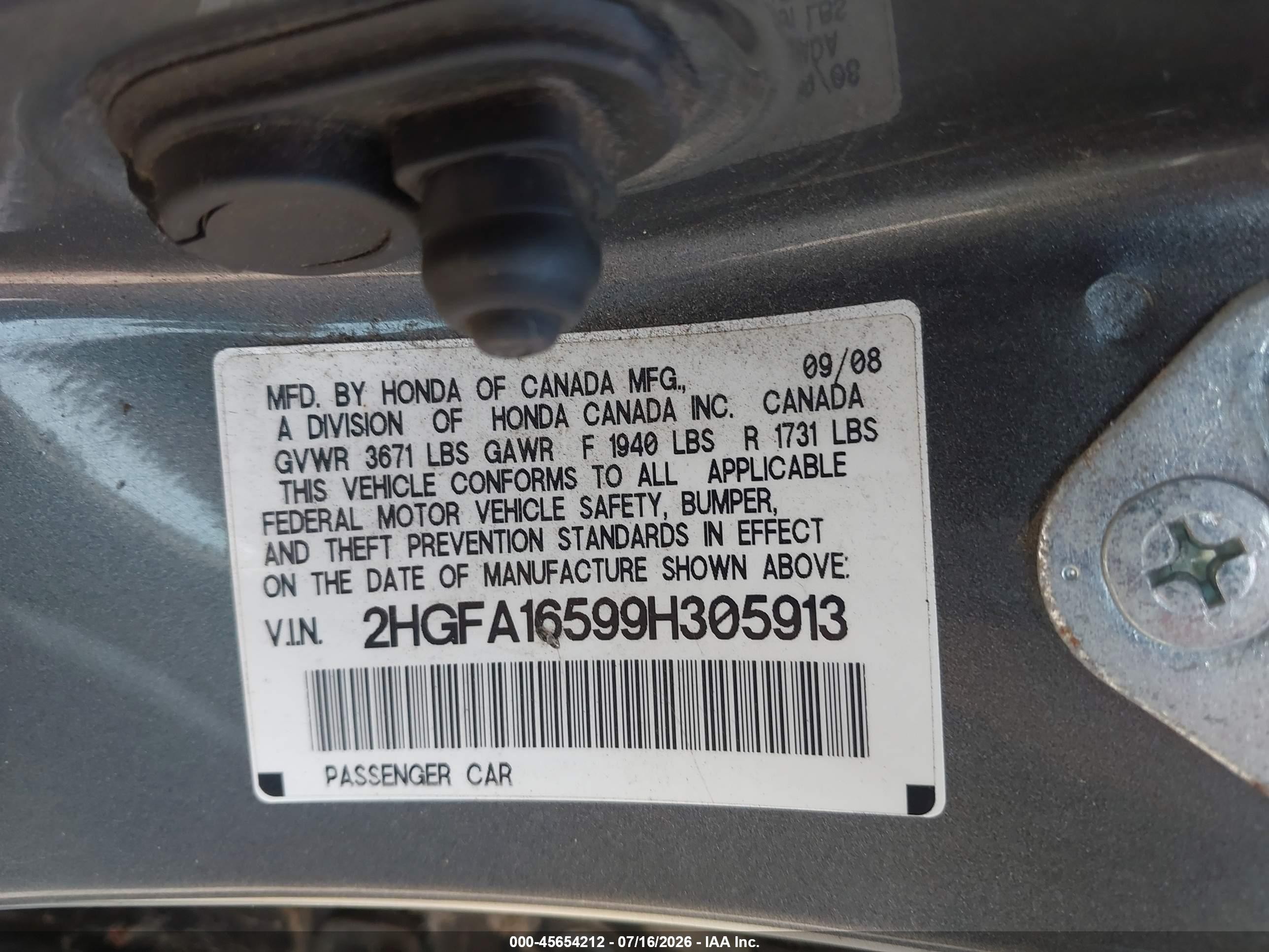 2009 Honda Civic Lx Серый vin: 2HGFA16599H305913