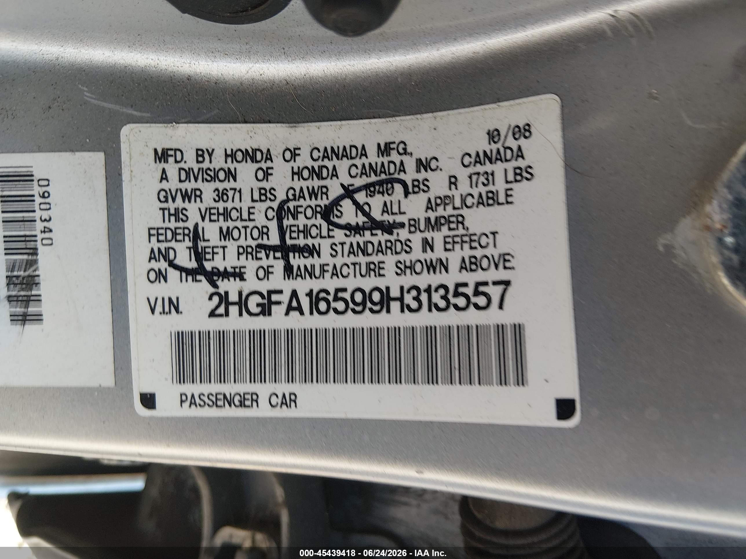 2009 Honda Civic Lx Silver vin: 2HGFA16599H313557
