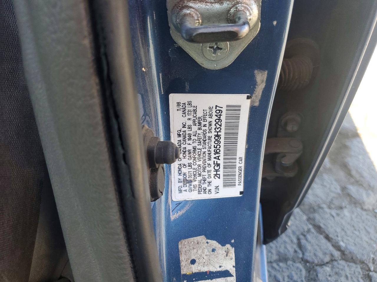 2009 Honda Civic Lx Blue vin: 2HGFA16599H329497