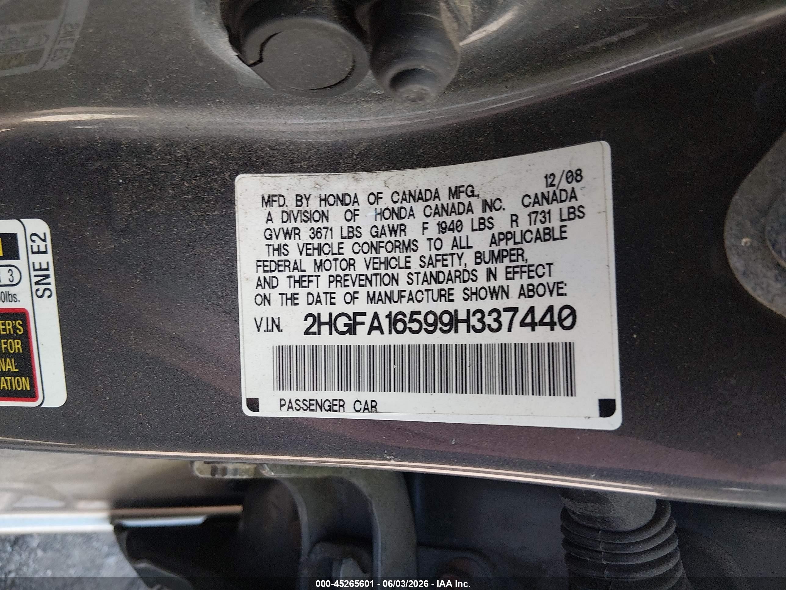 2009 Honda Civic Lx Gray vin: 2HGFA16599H337440