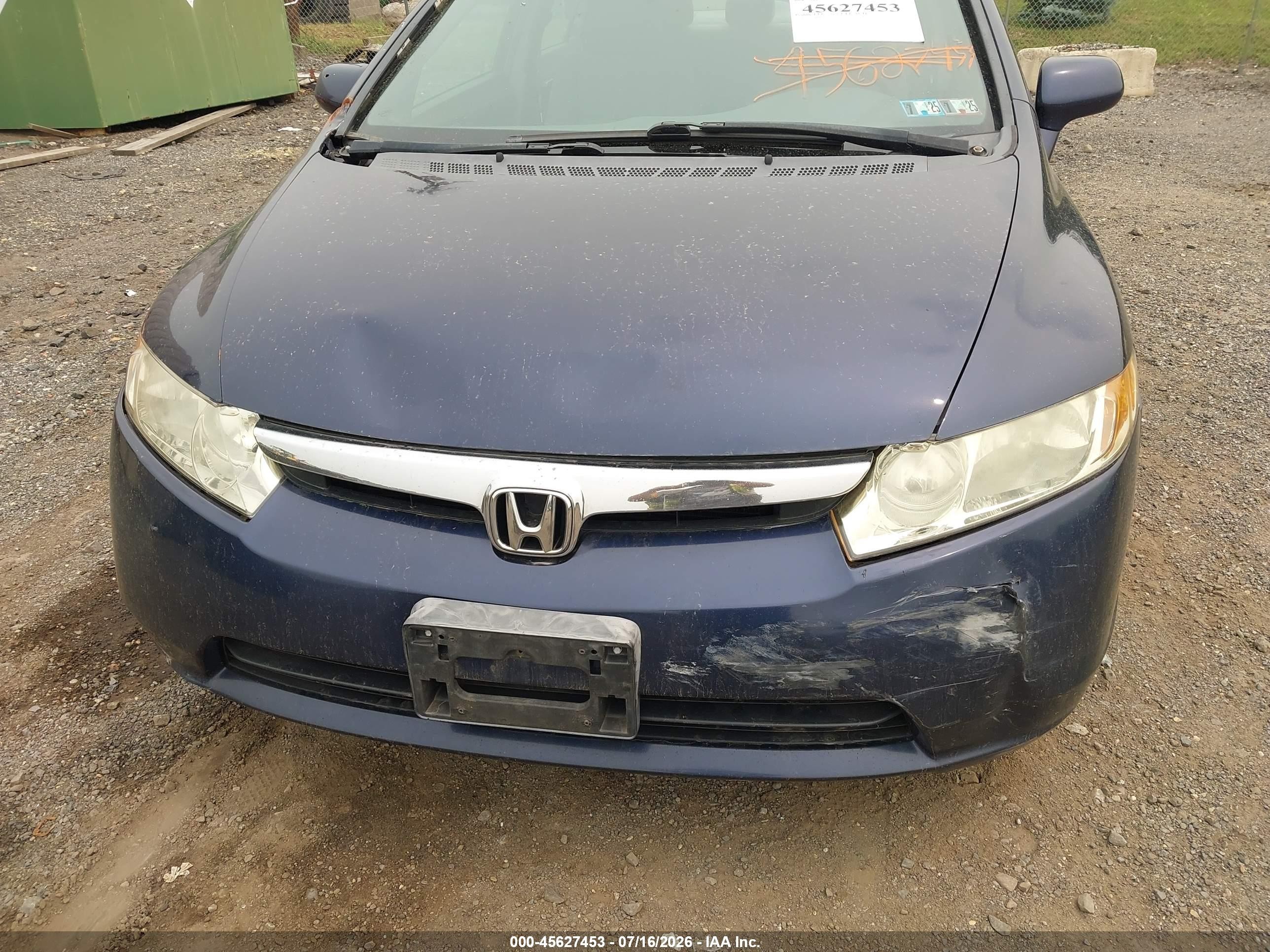 2006 Honda Civic Lx Blue vin: 2HGFA165X6H527114
