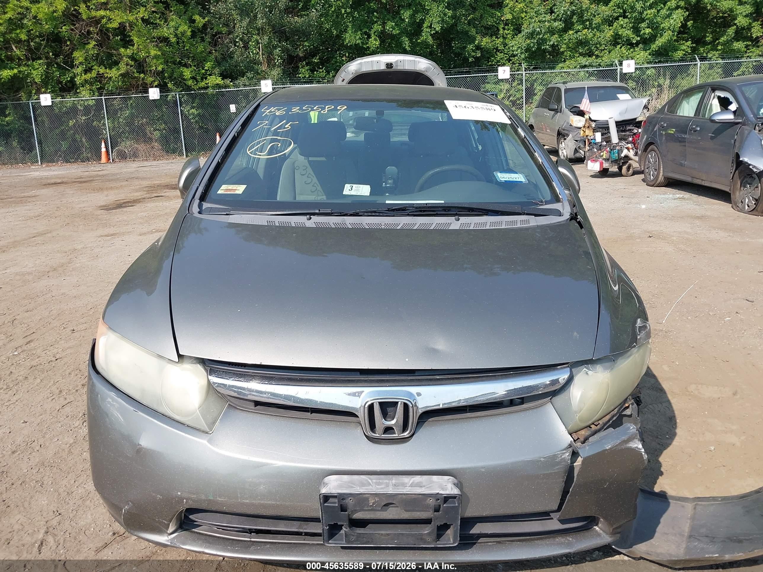 2007 Honda Civic Lx Gray vin: 2HGFA165X7H315329