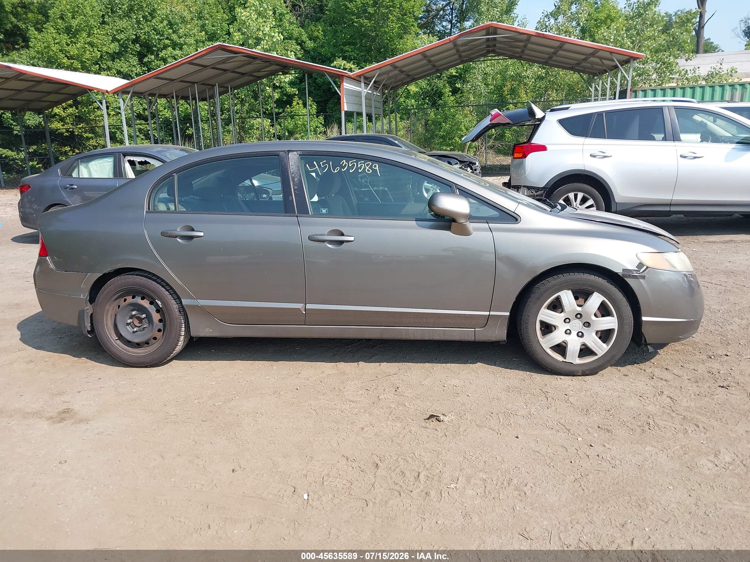 2007 Honda Civic Lx Gray vin: 2HGFA165X7H315329