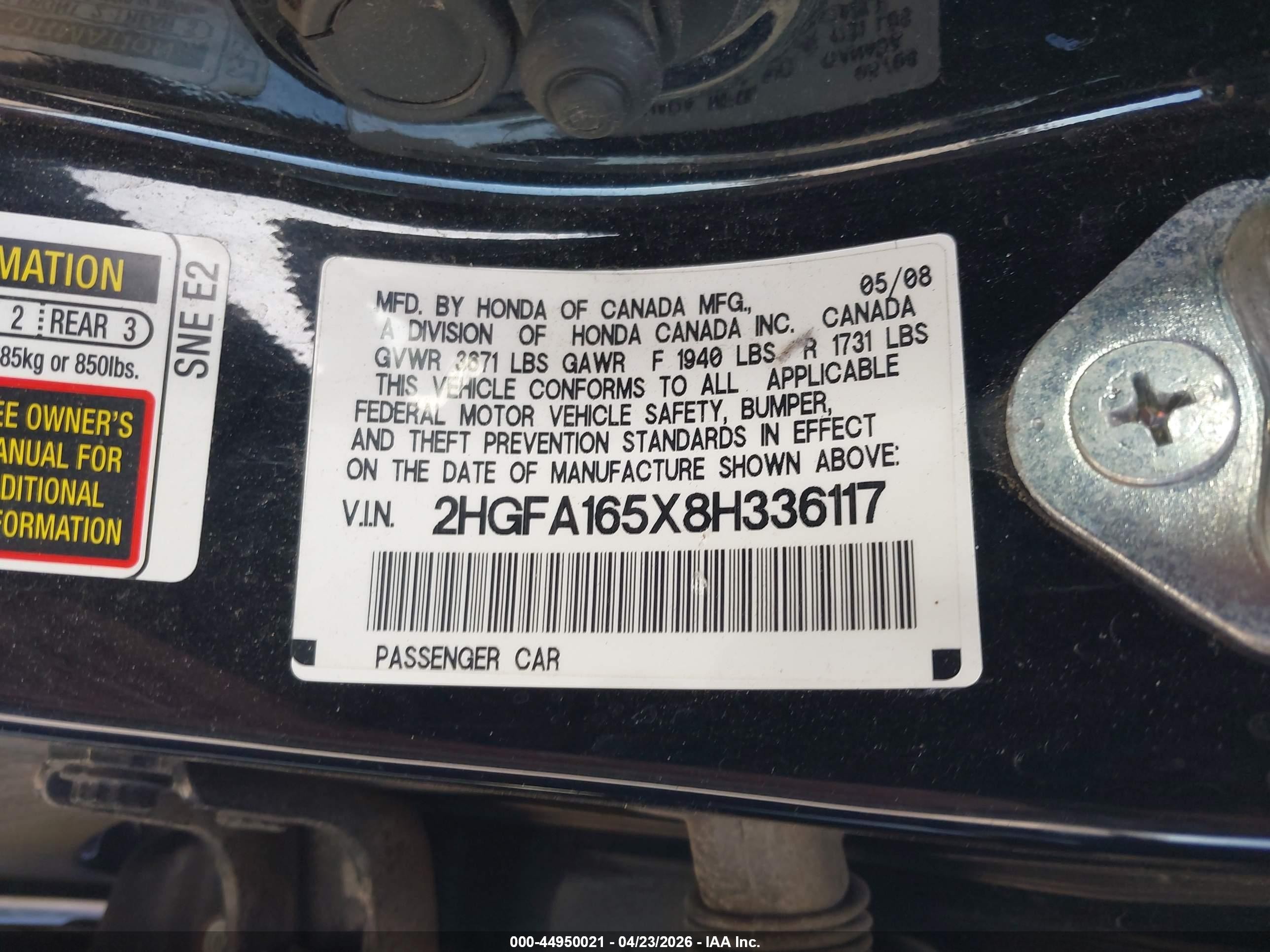 2008 Honda Civic Lx Black vin: 2HGFA165X8H336117