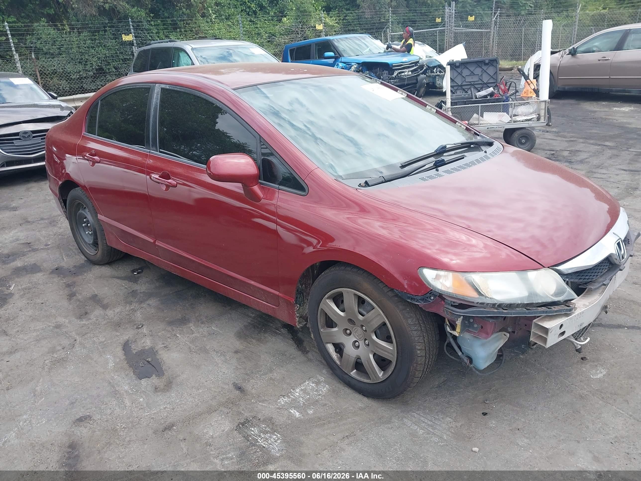 2009 Honda Civic Lx Red vin: 2HGFA165X9H547691