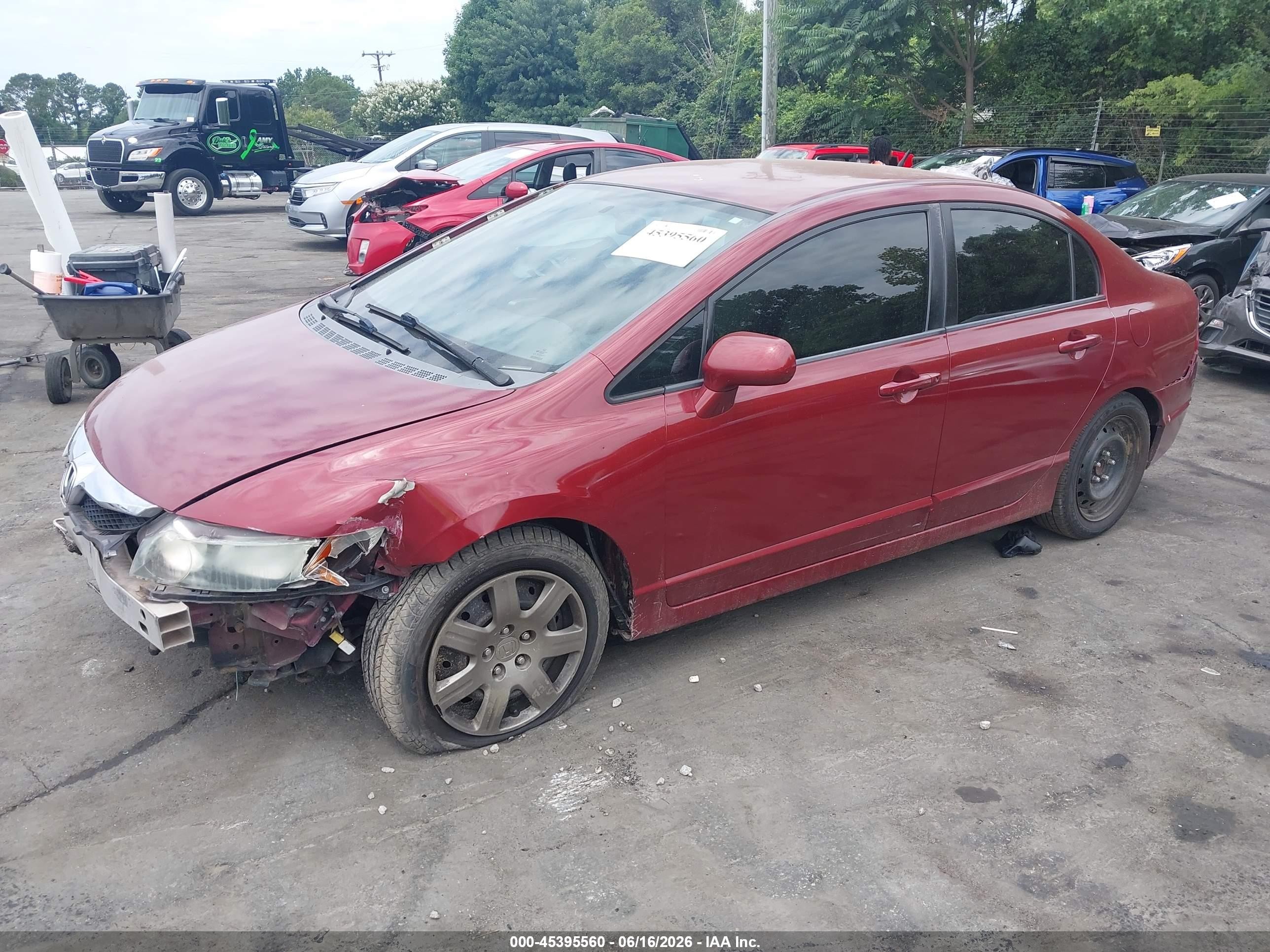 2009 Honda Civic Lx Red vin: 2HGFA165X9H547691