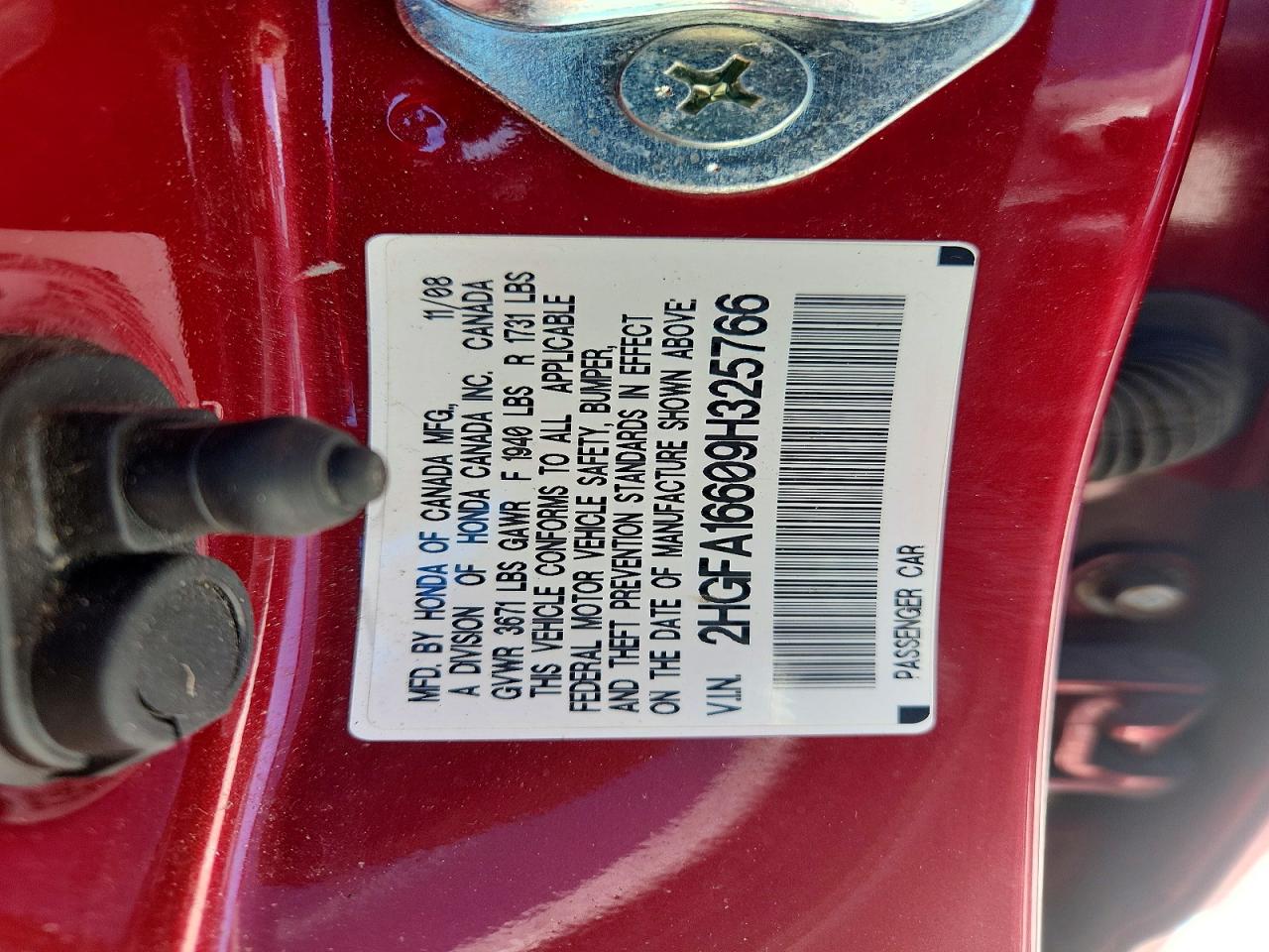 2009 Honda Civic Lx-s Burgundy vin: 2HGFA16609H325766