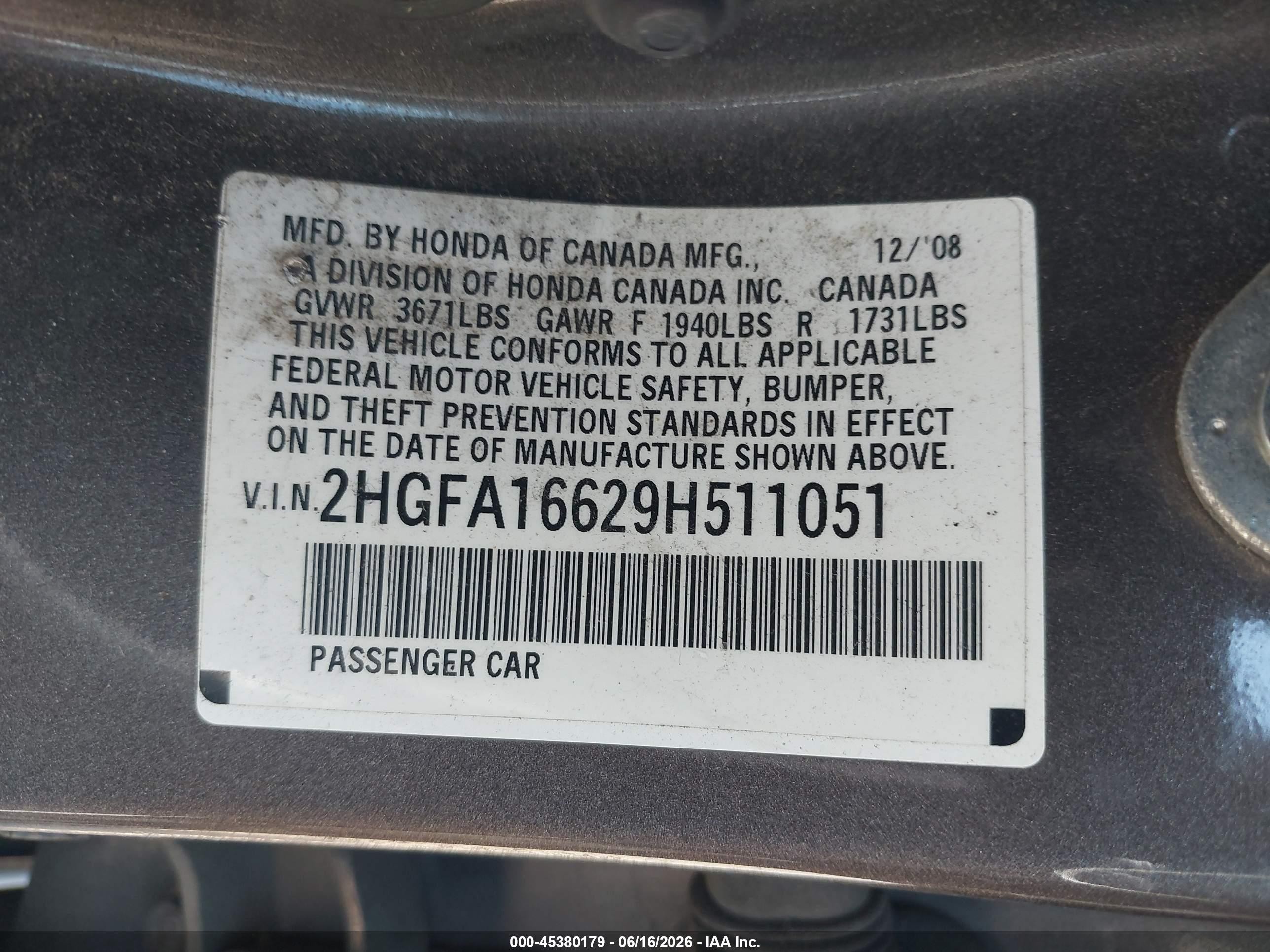 2009 Honda Civic Lx-s Gray vin: 2HGFA16629H511051