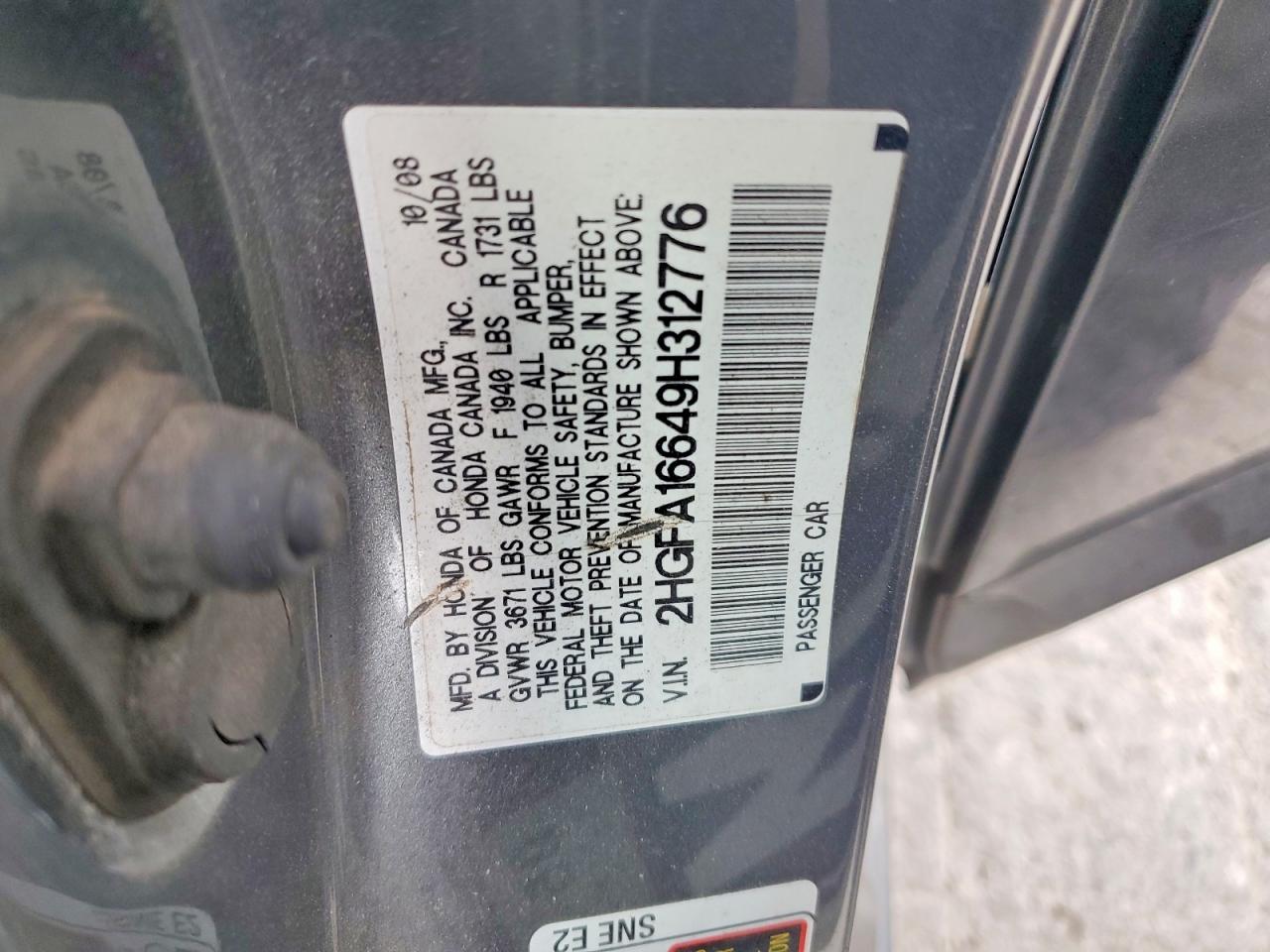 2009 Honda Civic Lx-s Gray vin: 2HGFA16649H312776