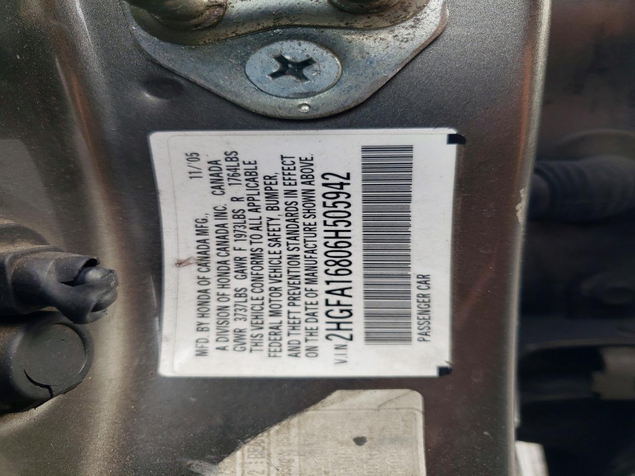 2006 Honda Civic Ex Gray vin: 2HGFA16806H505942