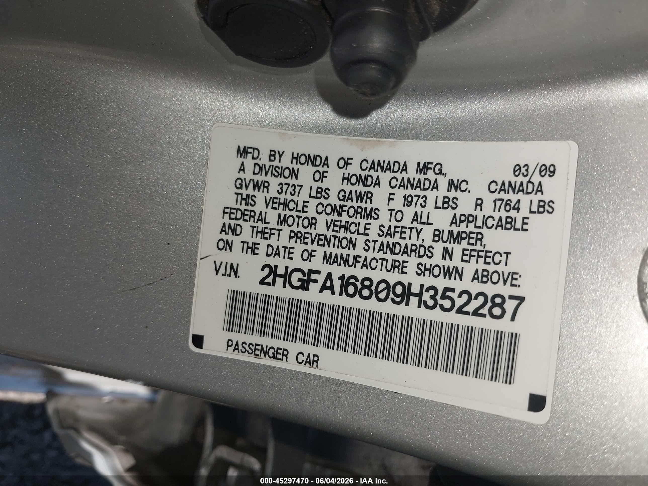 2009 Honda Civic Ex Silver vin: 2HGFA16809H352287