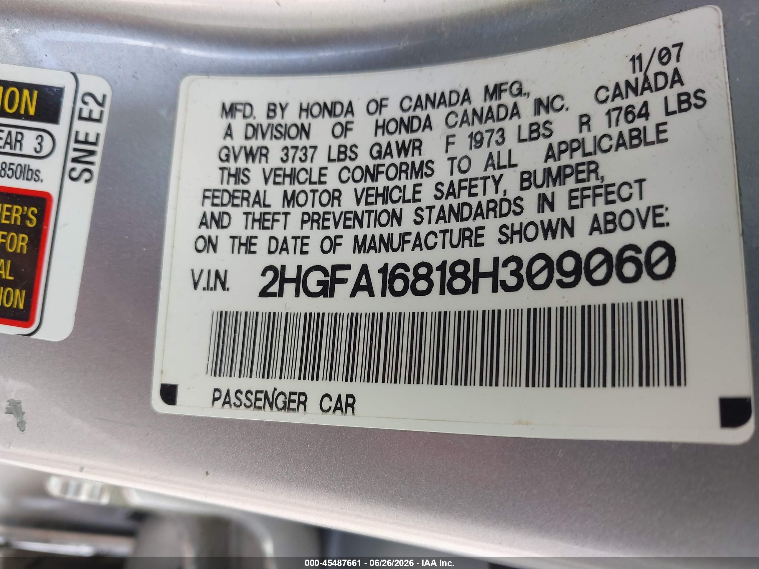 2008 Honda Civic Ex Silver vin: 2HGFA16818H309060