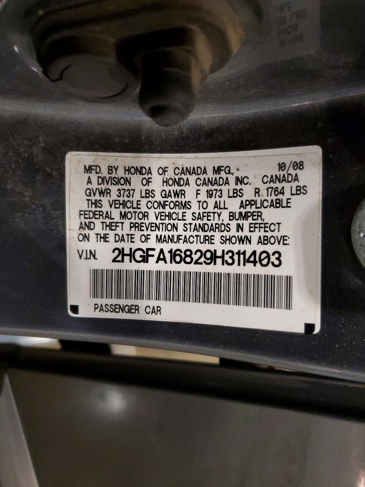 2009 Honda Civic Ex Gray vin: 2HGFA16829H311403