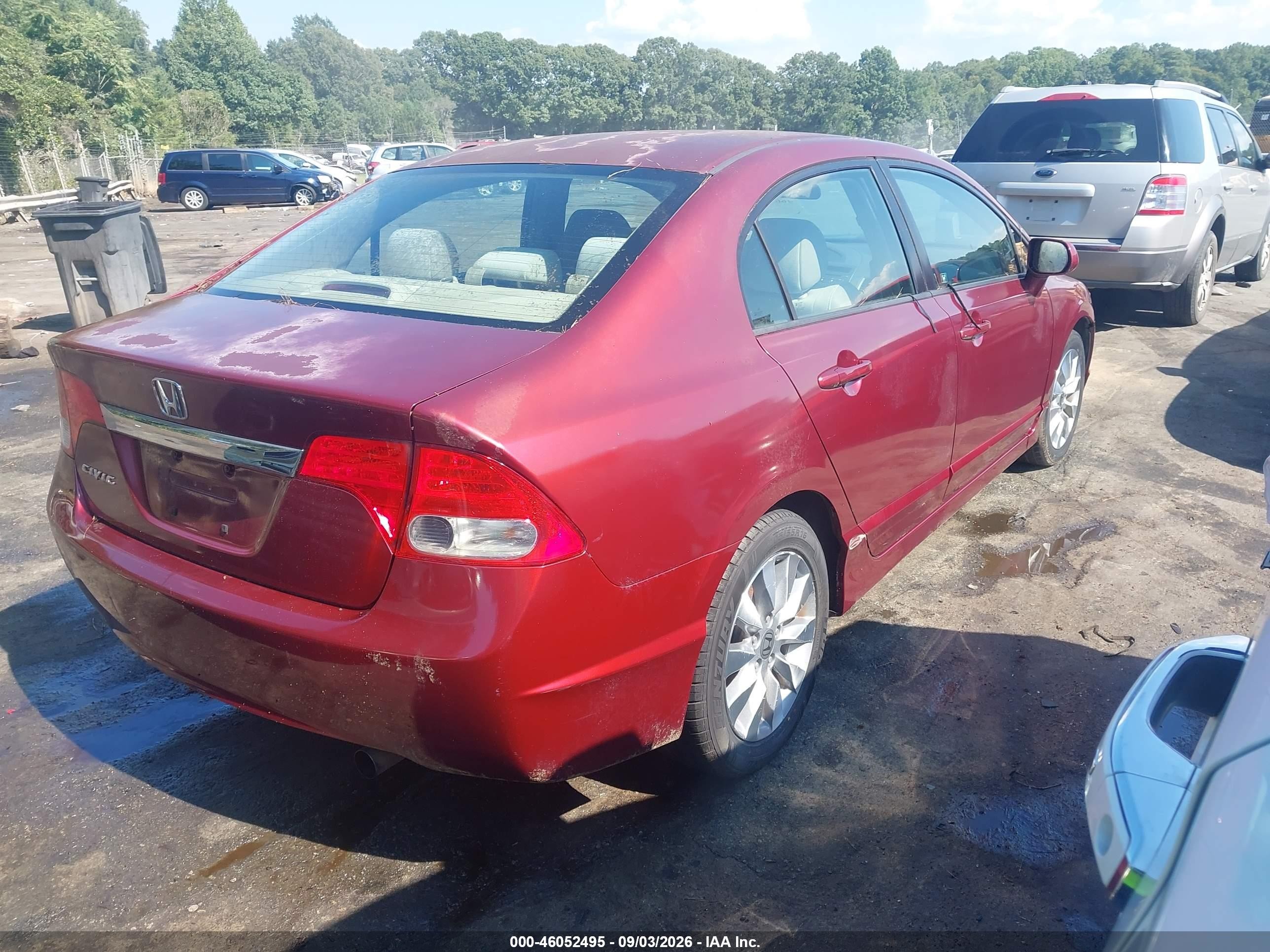 2009 Honda Civic Ex Burgundy vin: 2HGFA16839H542505