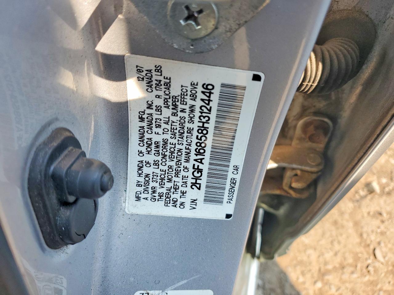 2008 Honda Civic Ex Gray vin: 2HGFA16858H312446