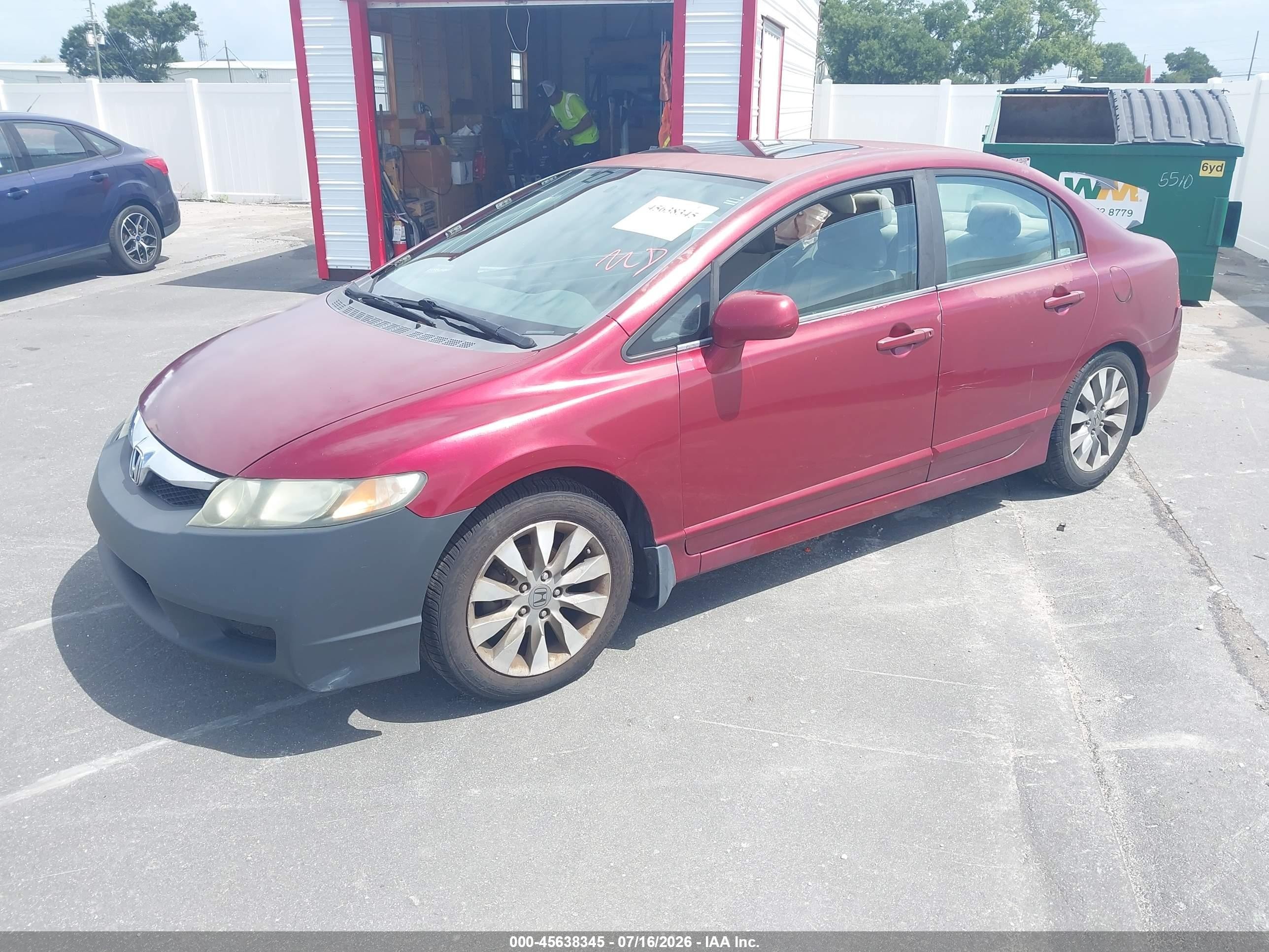 2009 Honda Civic Ex Red vin: 2HGFA16859H543879