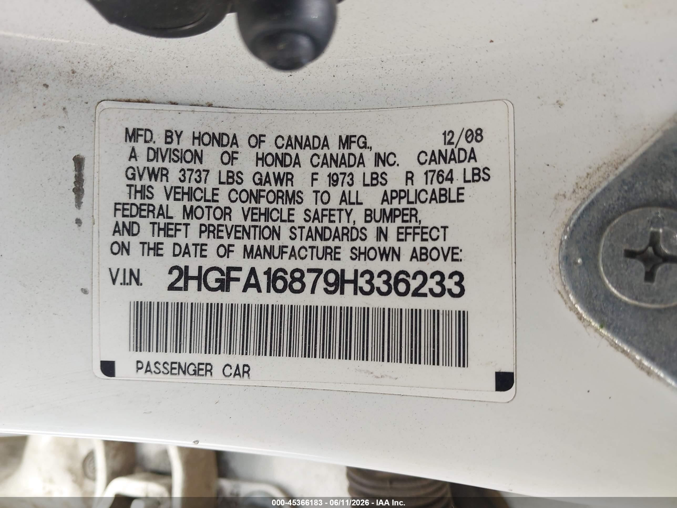 2009 Honda Civic Ex White vin: 2HGFA16879H336233