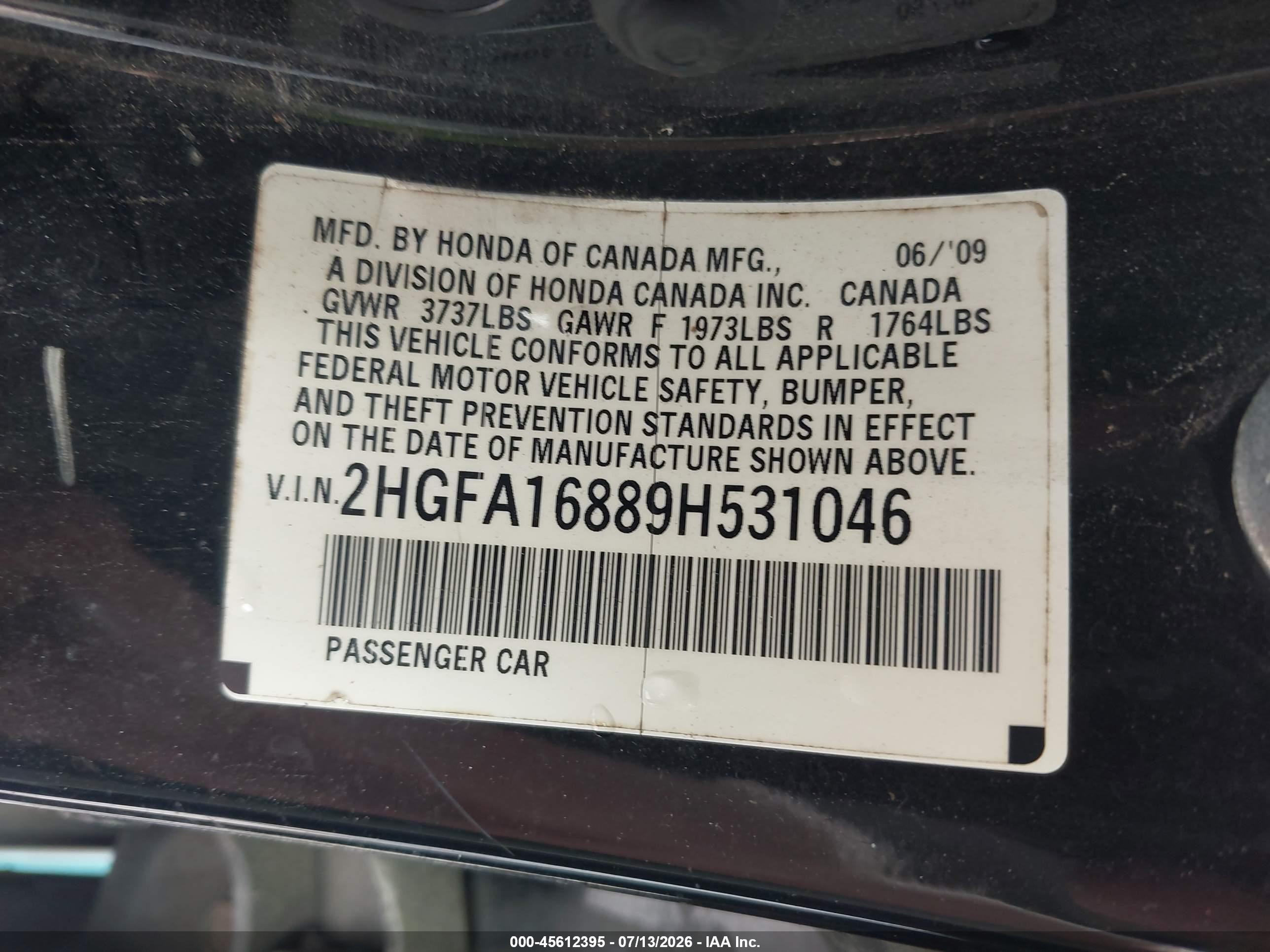 2009 Honda Civic Ex Green vin: 2HGFA16889H531046