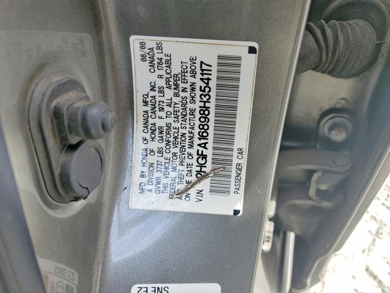 2008 Honda Civic Ex Gray vin: 2HGFA16898H354117