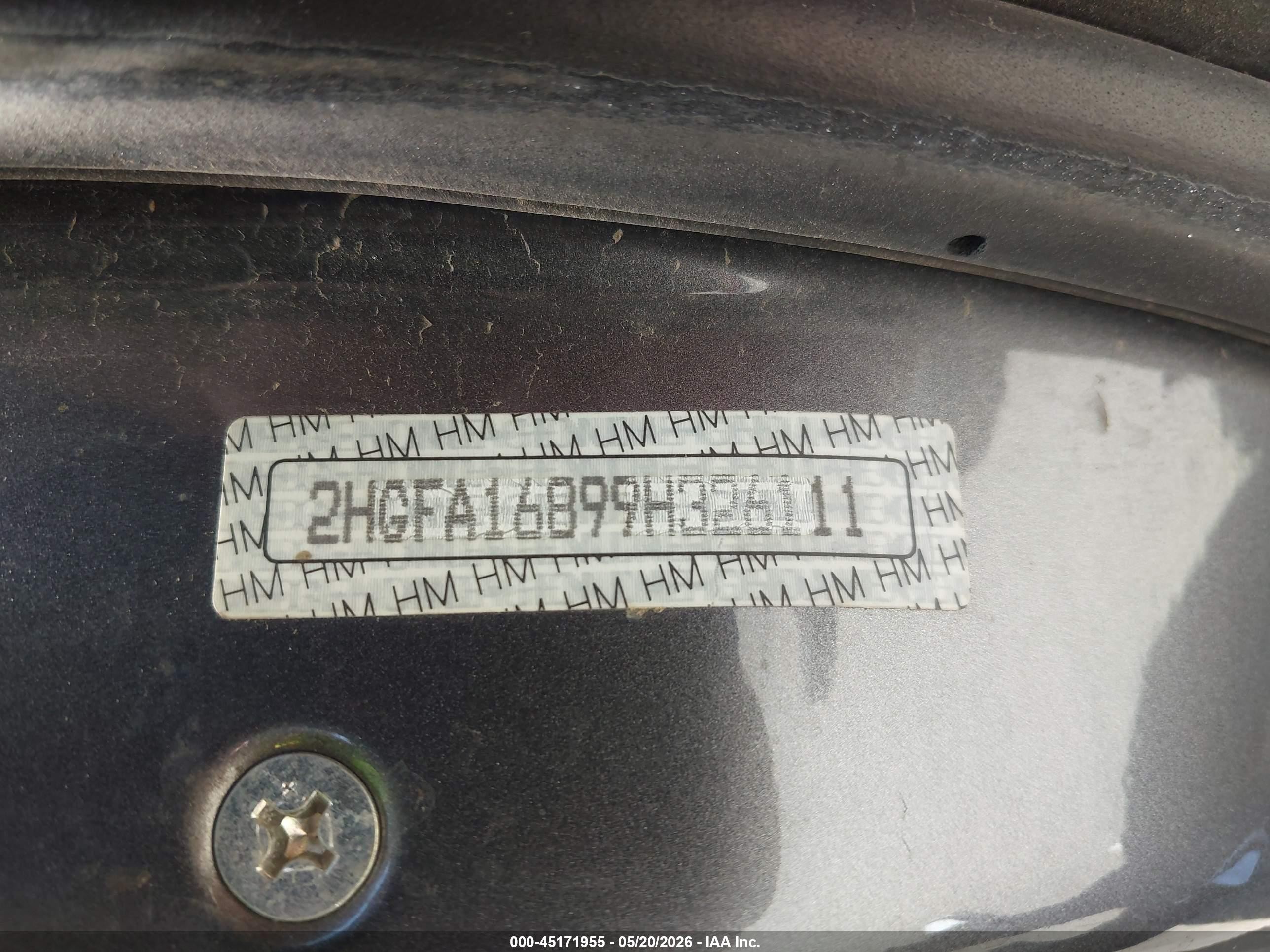 2009 Honda Civic Ex Серый vin: 2HGFA16899H326111