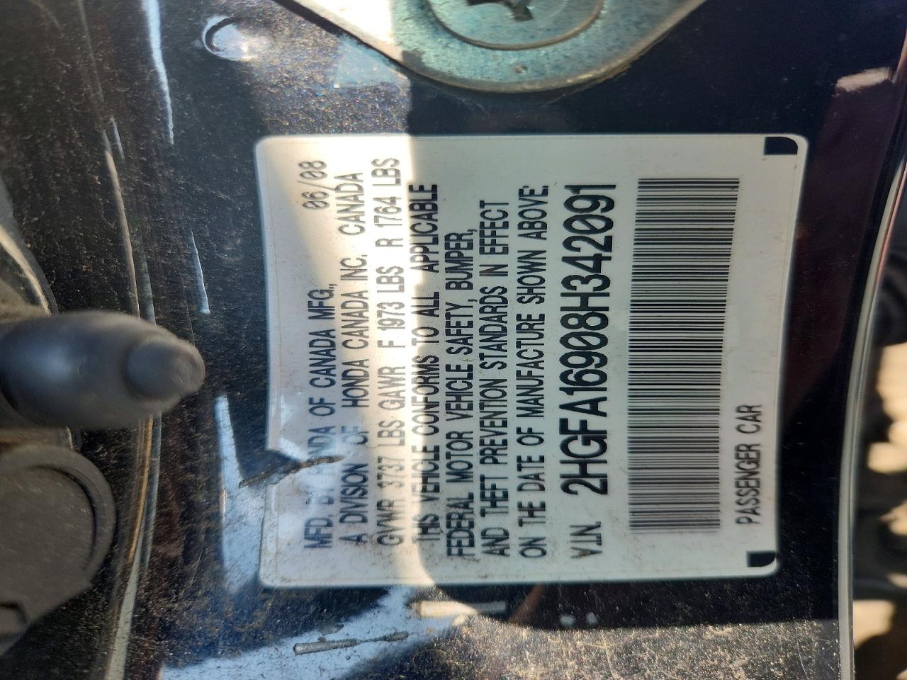 2008 Honda Civic Exl Черный vin: 2HGFA16908H342091