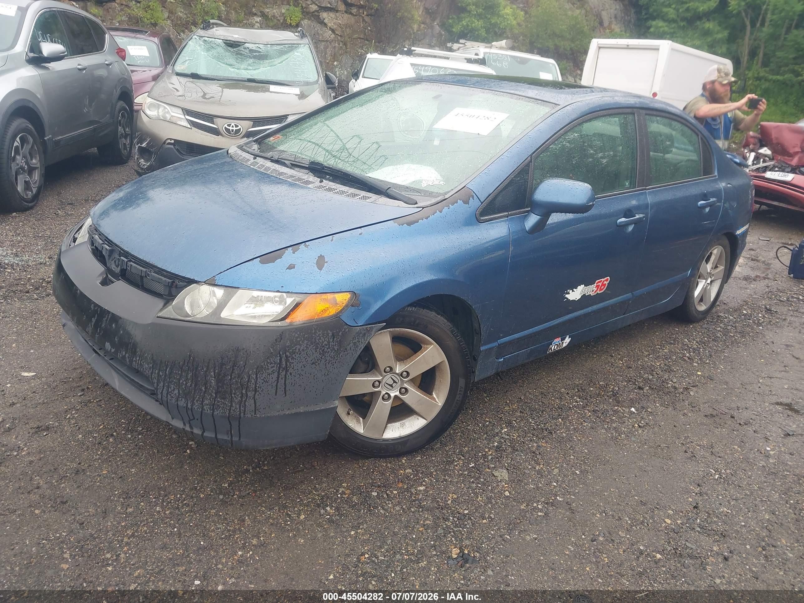 2008 Honda Civic Ex-l Blue vin: 2HGFA16908H534448