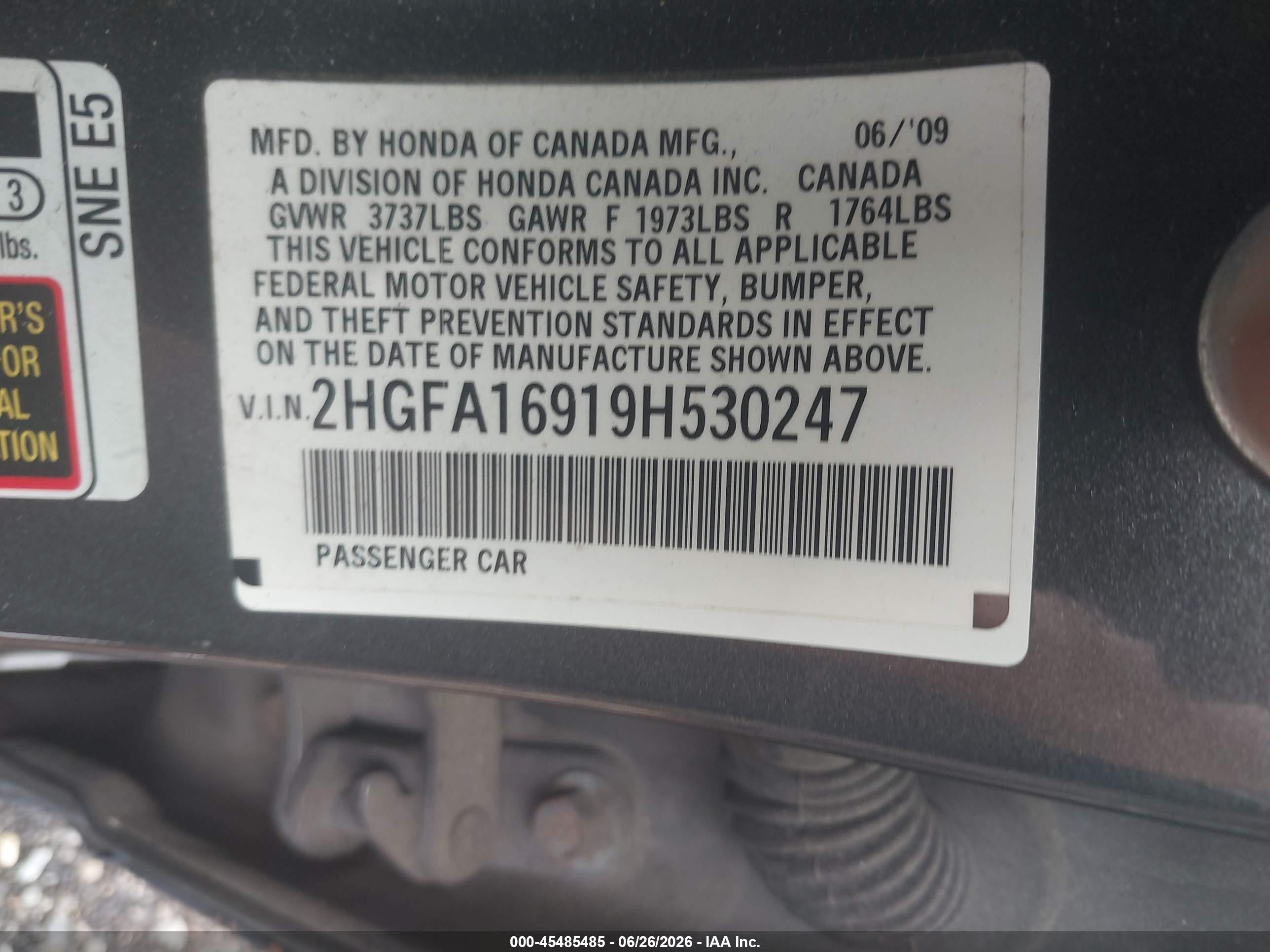 2009 Honda Civic Ex-l Gray vin: 2HGFA16919H530247