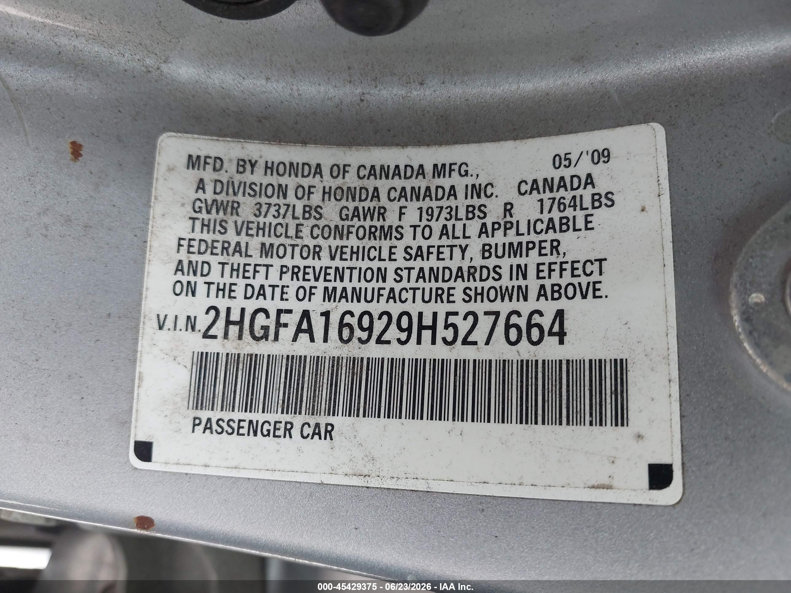 2009 Honda Civic Ex-l Silver vin: 2HGFA16929H527664
