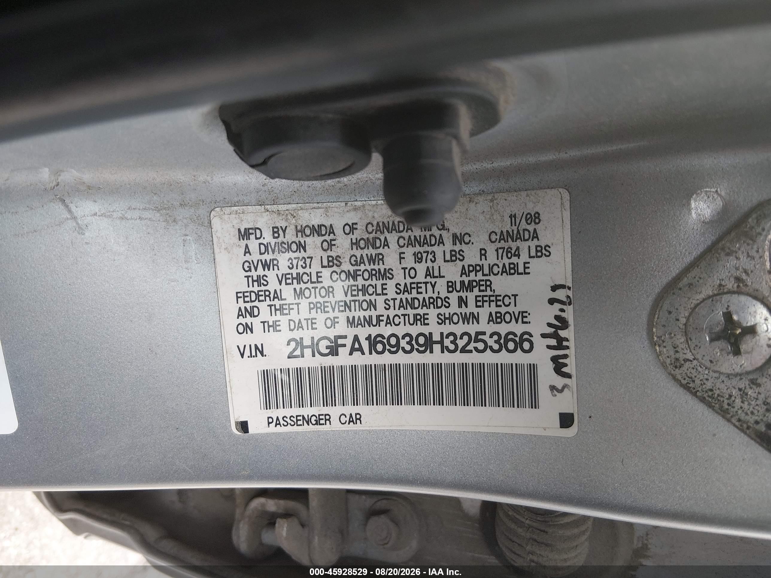 2009 Honda Civic Ex-l Серый vin: 2HGFA16939H325366