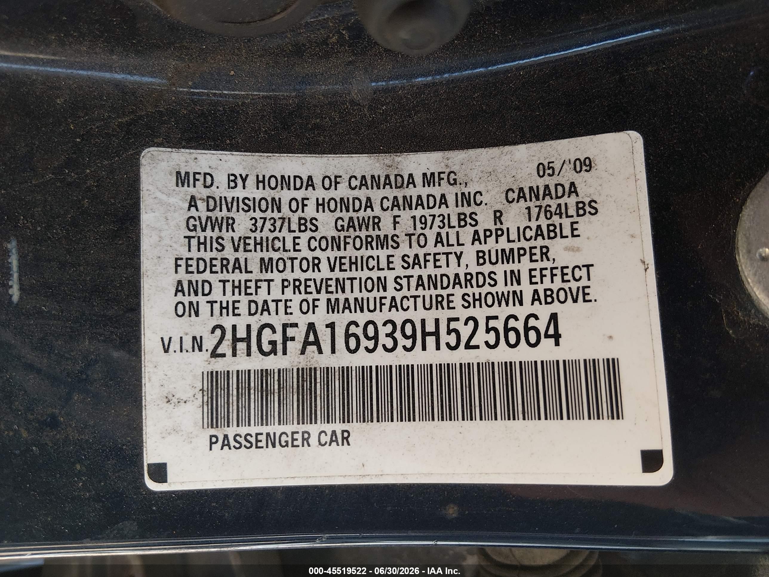 2009 Honda Civic Ex-l Blue vin: 2HGFA16939H525664