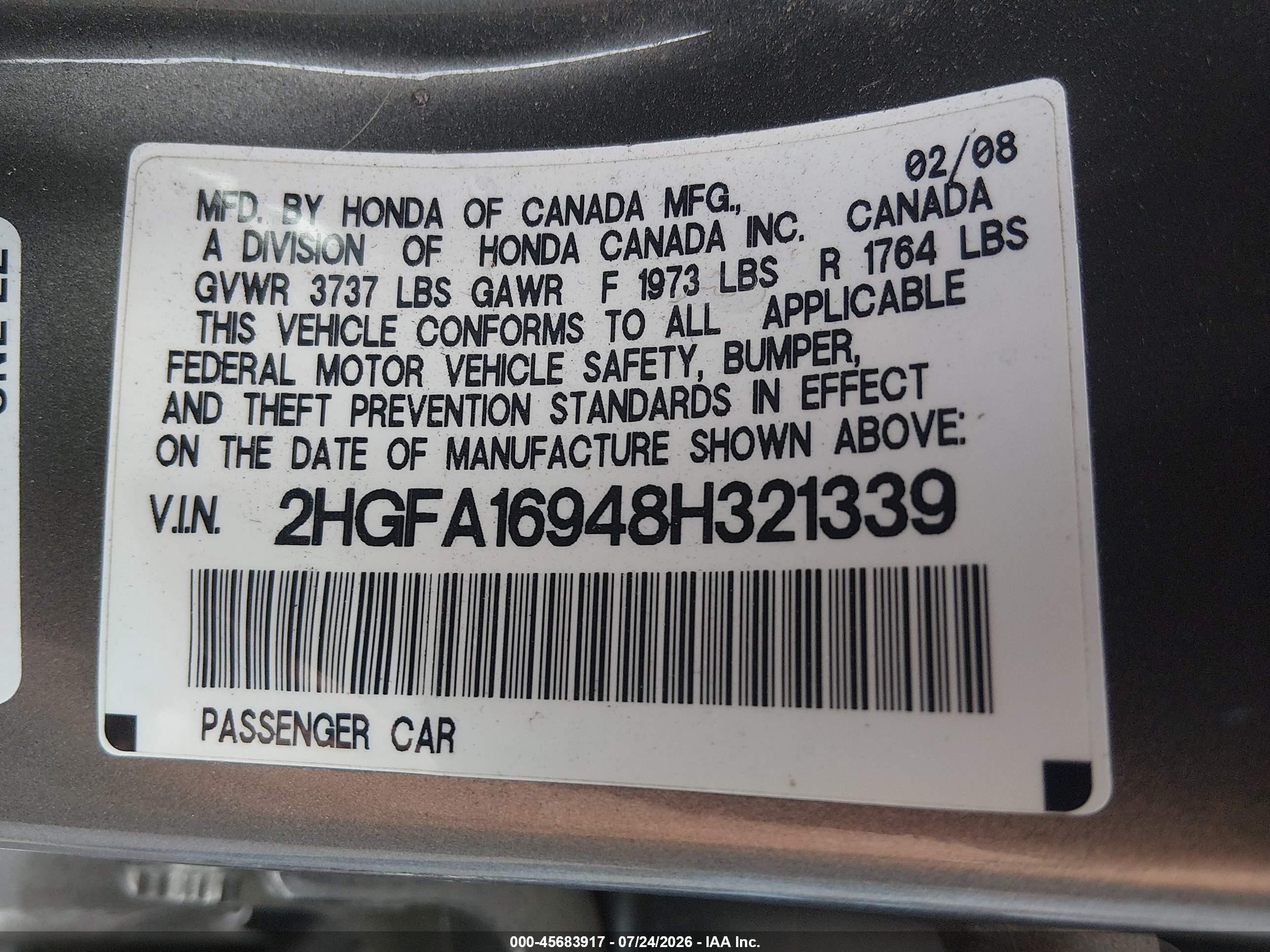2008 Honda Civic Ex-l Gray vin: 2HGFA16948H321339