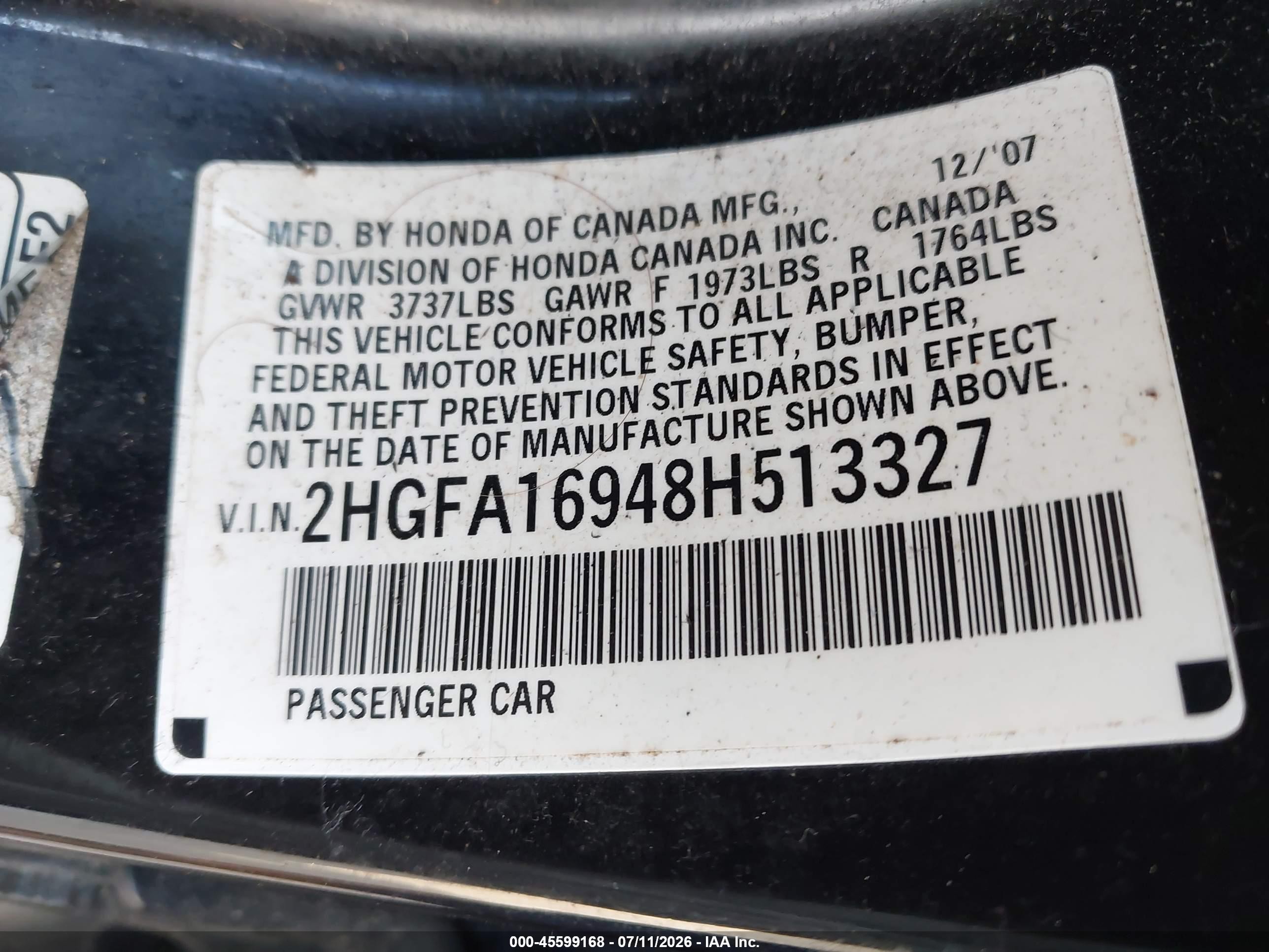2008 Honda Civic Ex-l Black vin: 2HGFA16948H513327