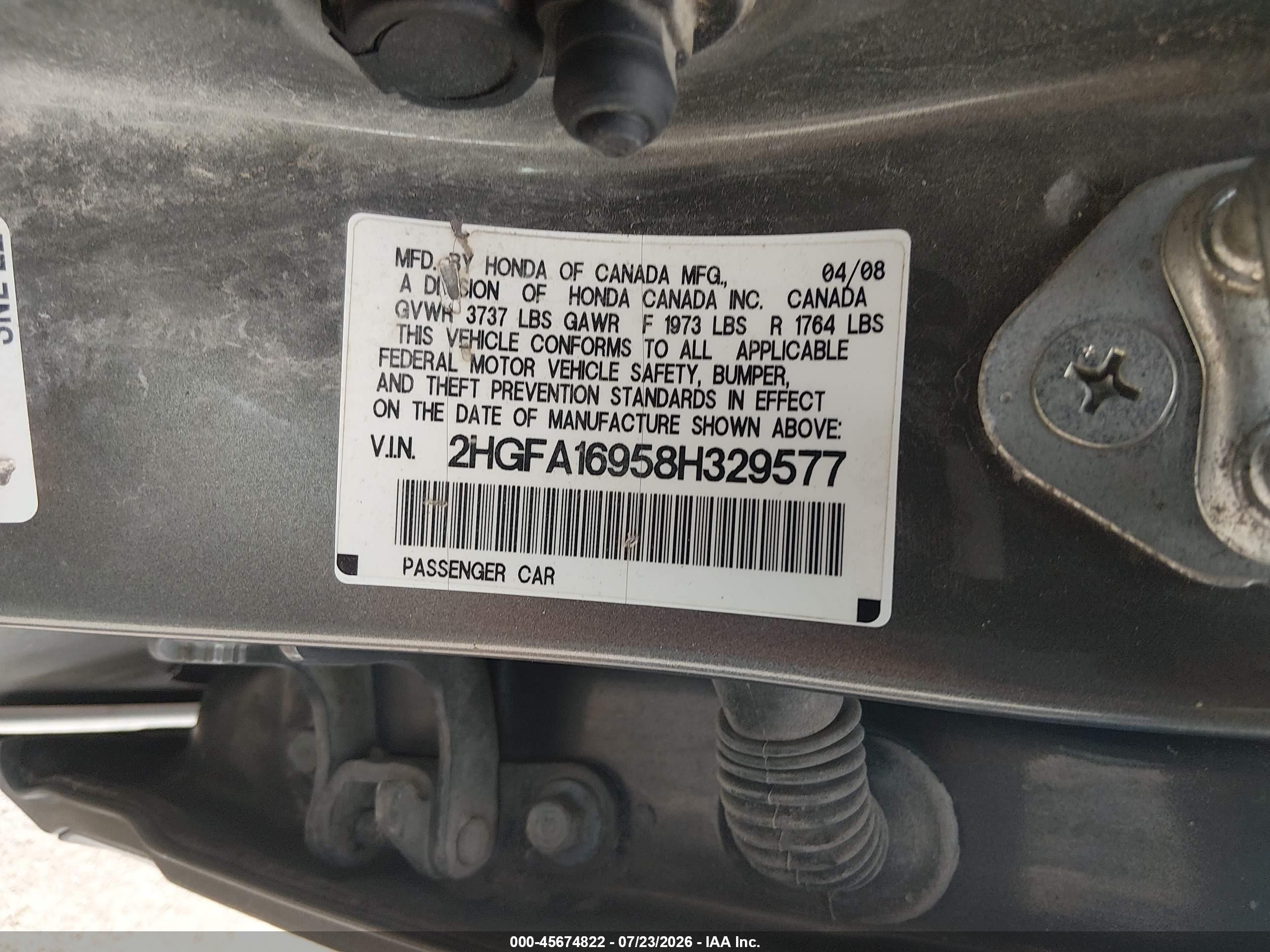 2008 Honda Civic Ex-l Gray vin: 2HGFA16958H329577