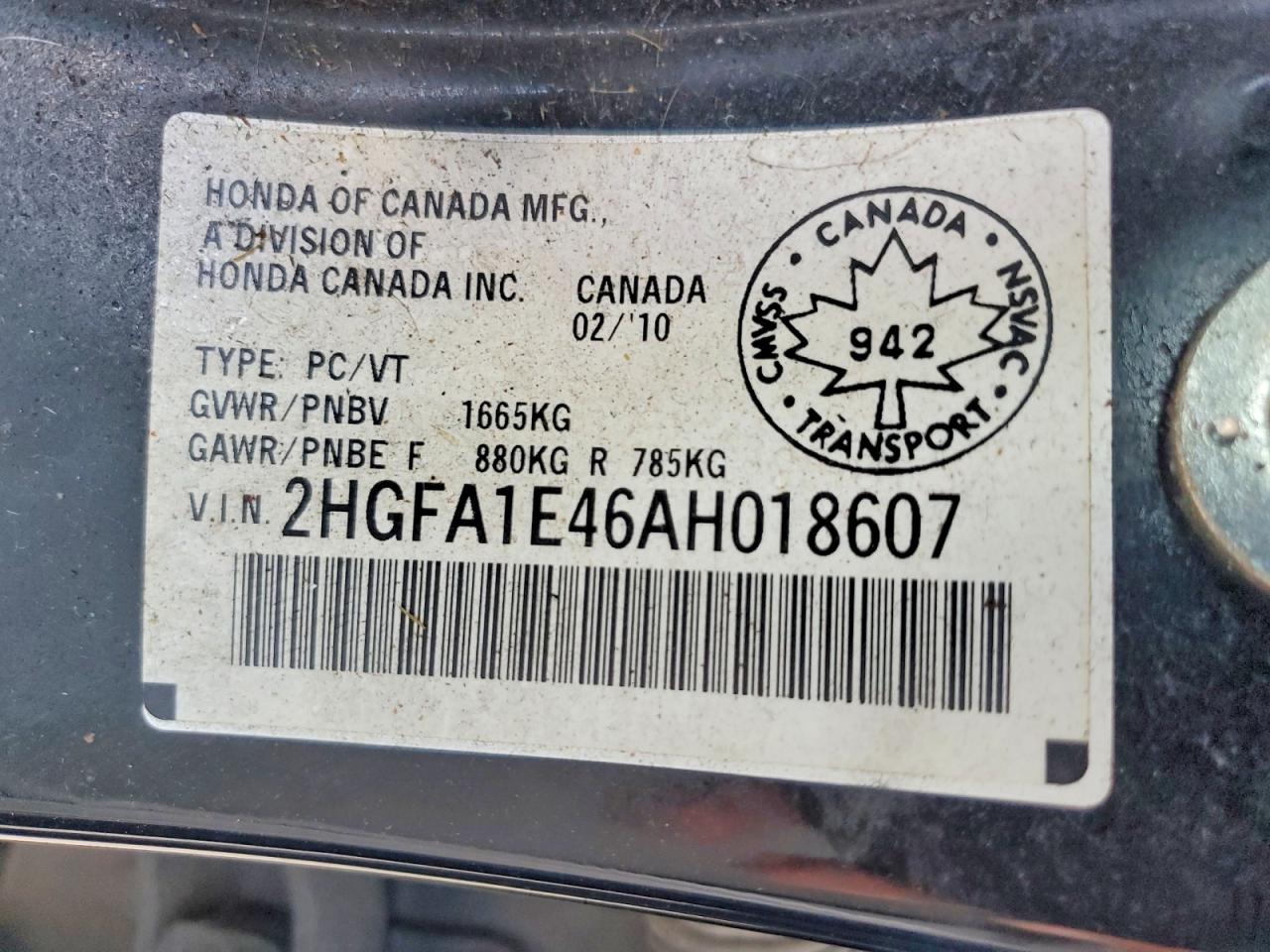 2010 Honda Civic Dx-g Black vin: 2HGFA1E46AH018607