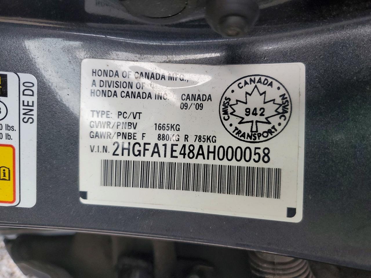 2010 Honda Civic Dx-g Gray vin: 2HGFA1E48AH000058