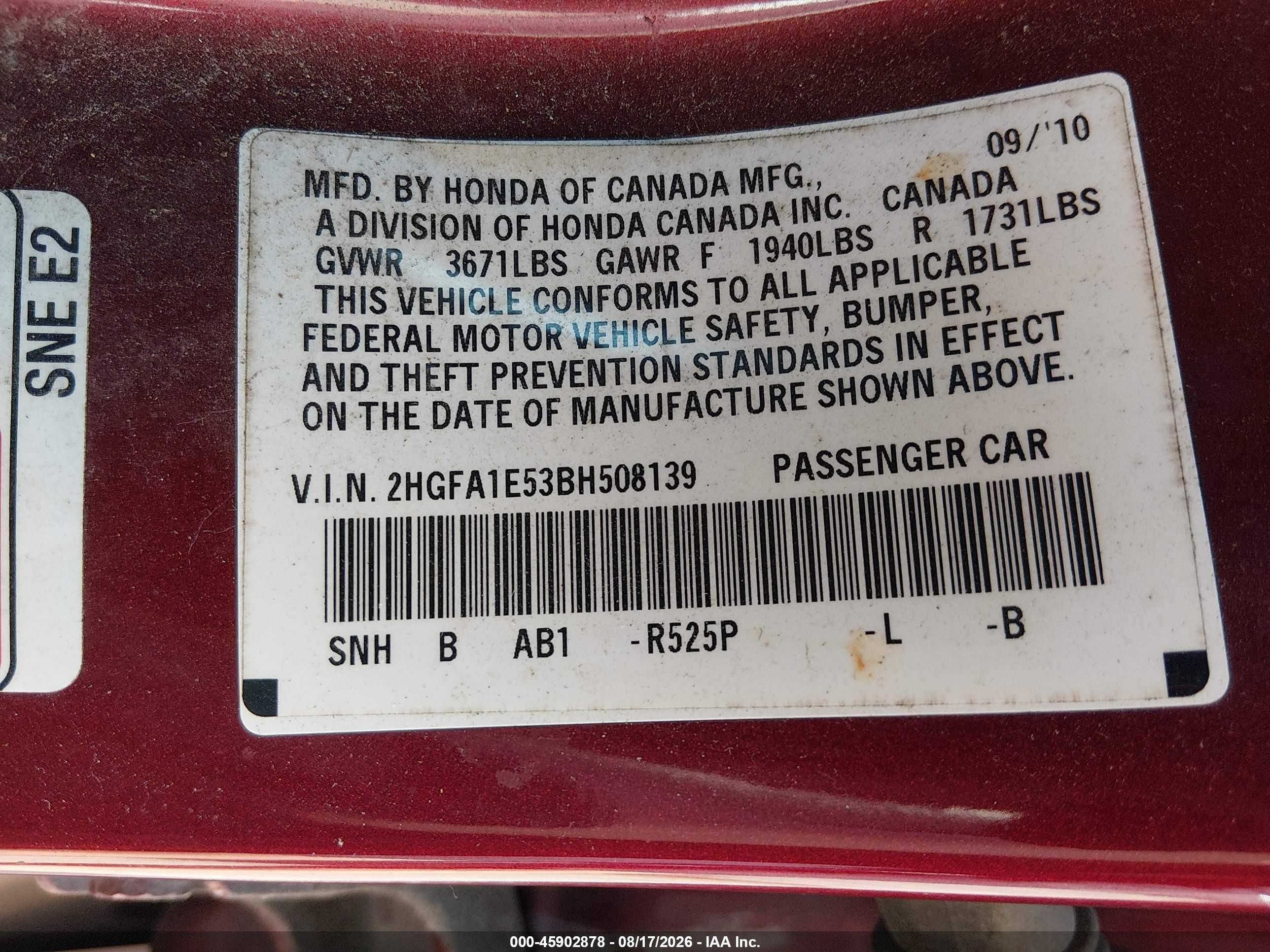 2011 Honda Civic Lx Red vin: 2HGFA1E53BH508139