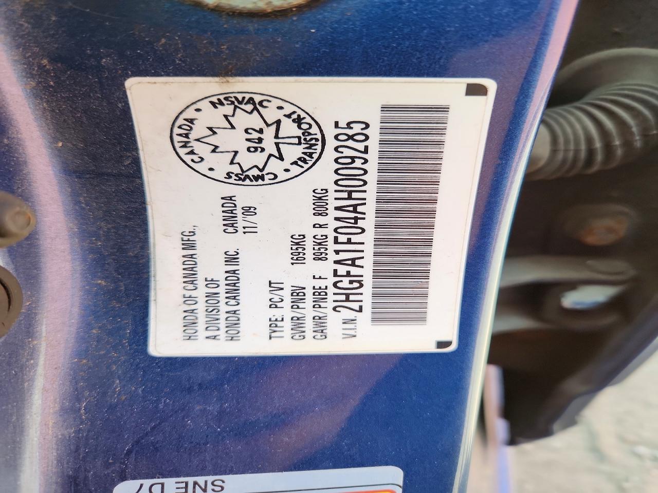2010 Honda Civic Exl Blue vin: 2HGFA1F04AH009285