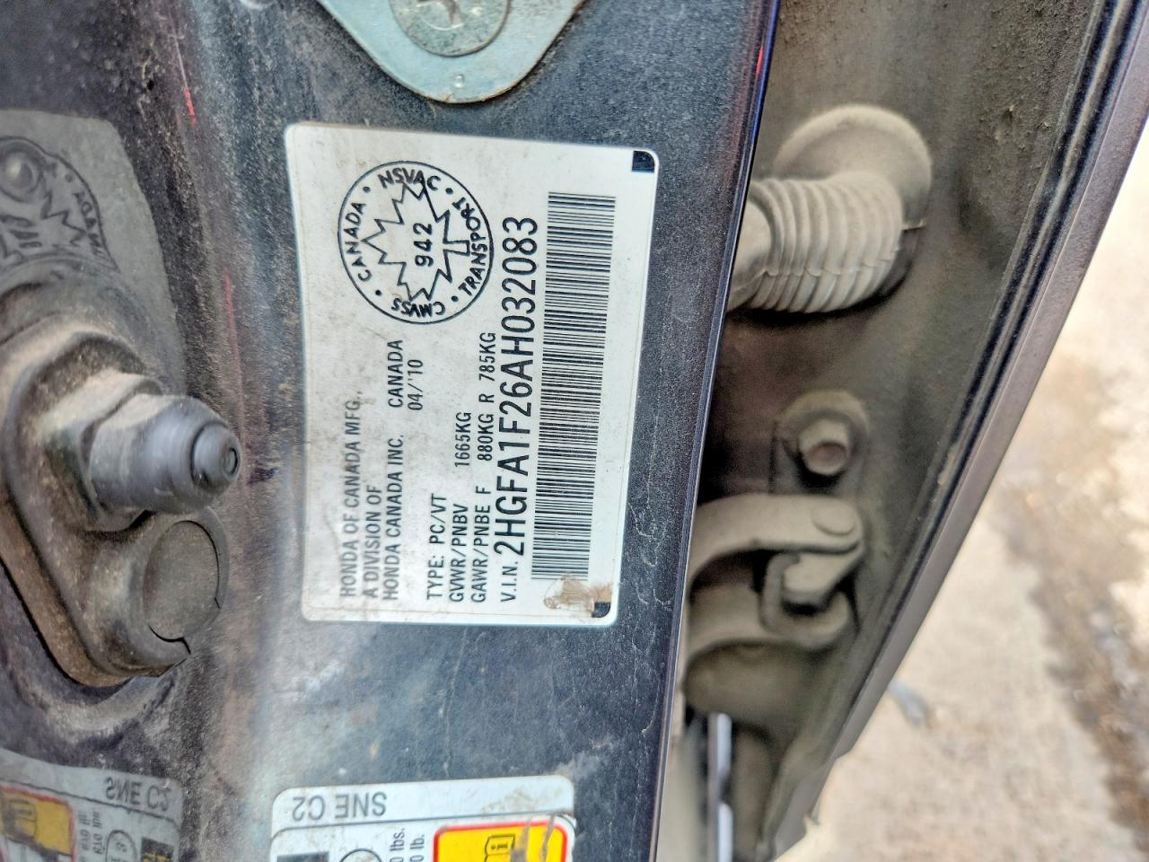 2010 Honda Civic Dx Charcoal vin: 2HGFA1F26AH032083