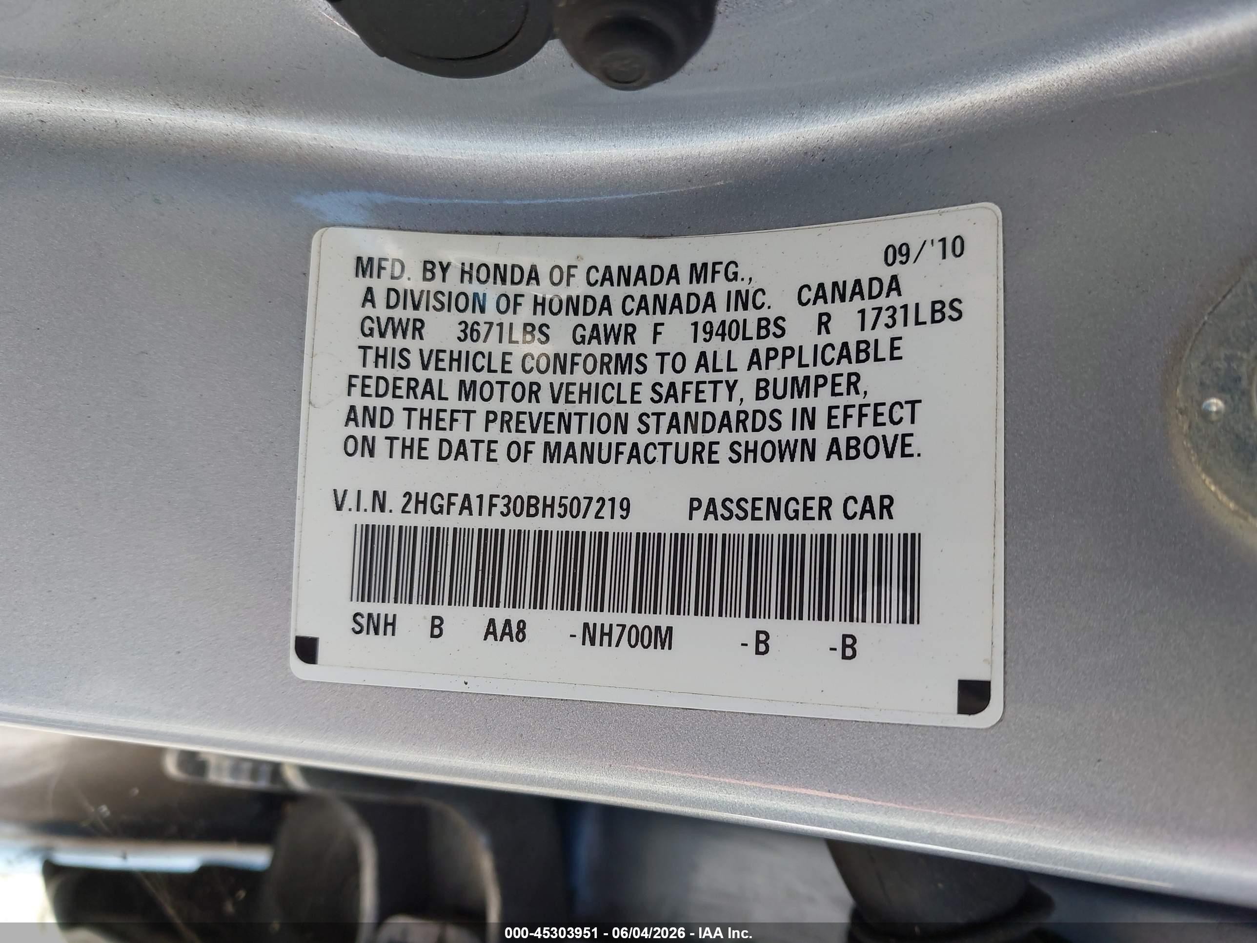 2011 Honda Civic Vp Серебряный vin: 2HGFA1F30BH507219