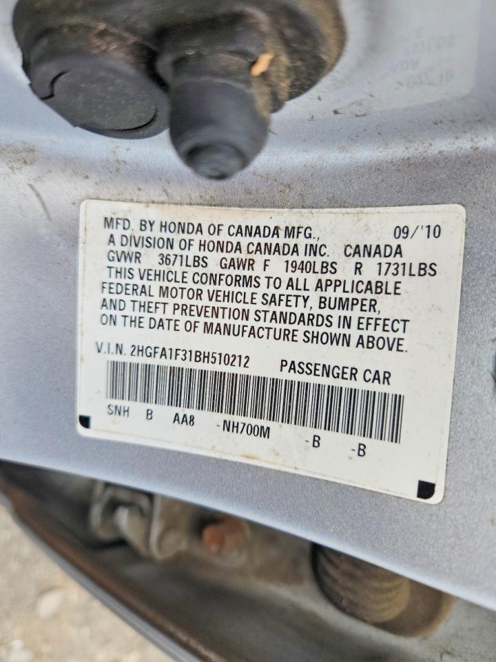 2011 Honda Civic Vp Gray vin: 2HGFA1F31BH510212