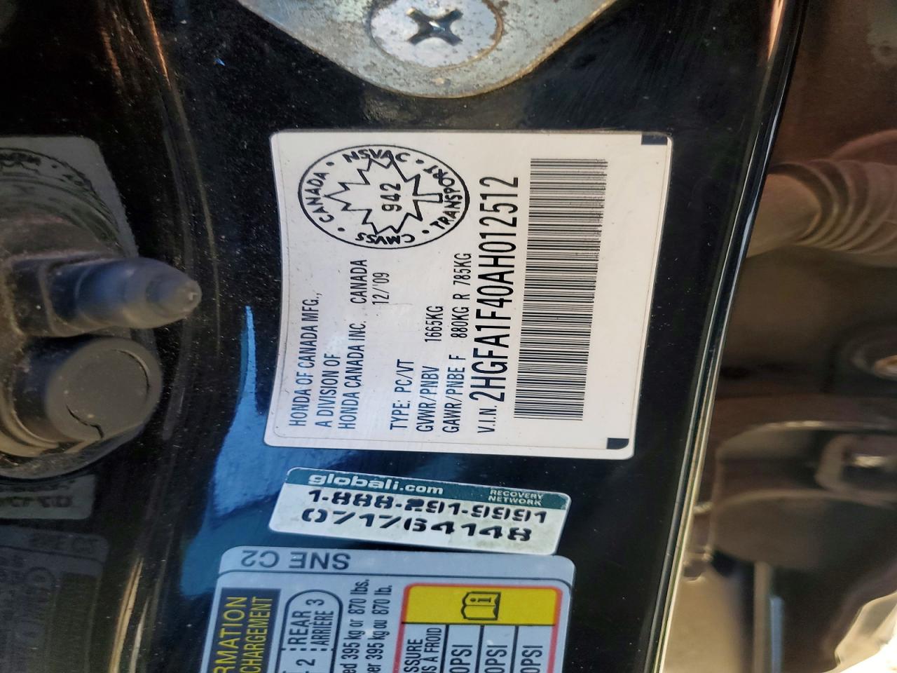 2010 Honda Civic Dx-g Черный vin: 2HGFA1F40AH012512
