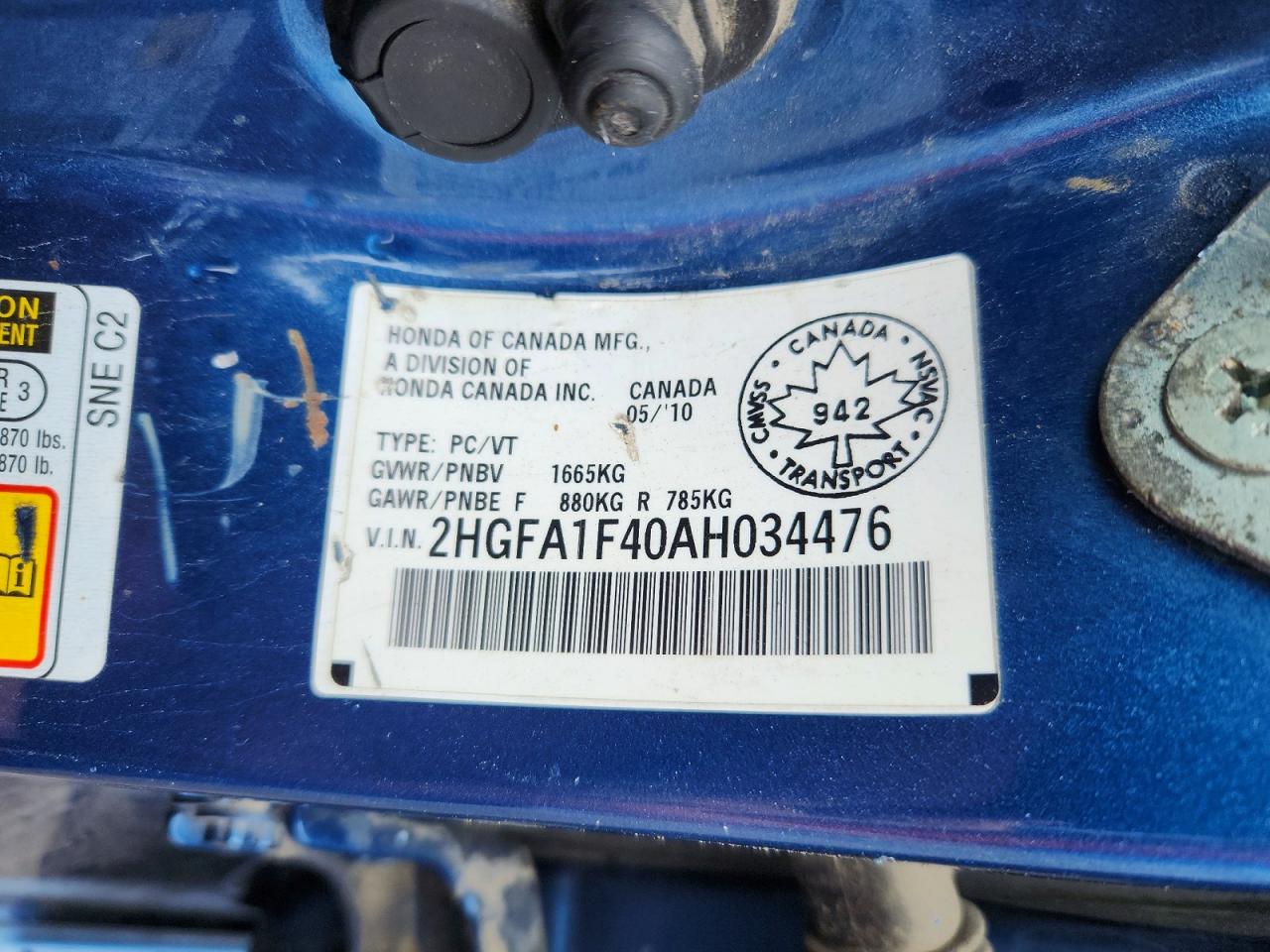 2010 Honda Civic Dx-g Blue vin: 2HGFA1F40AH034476